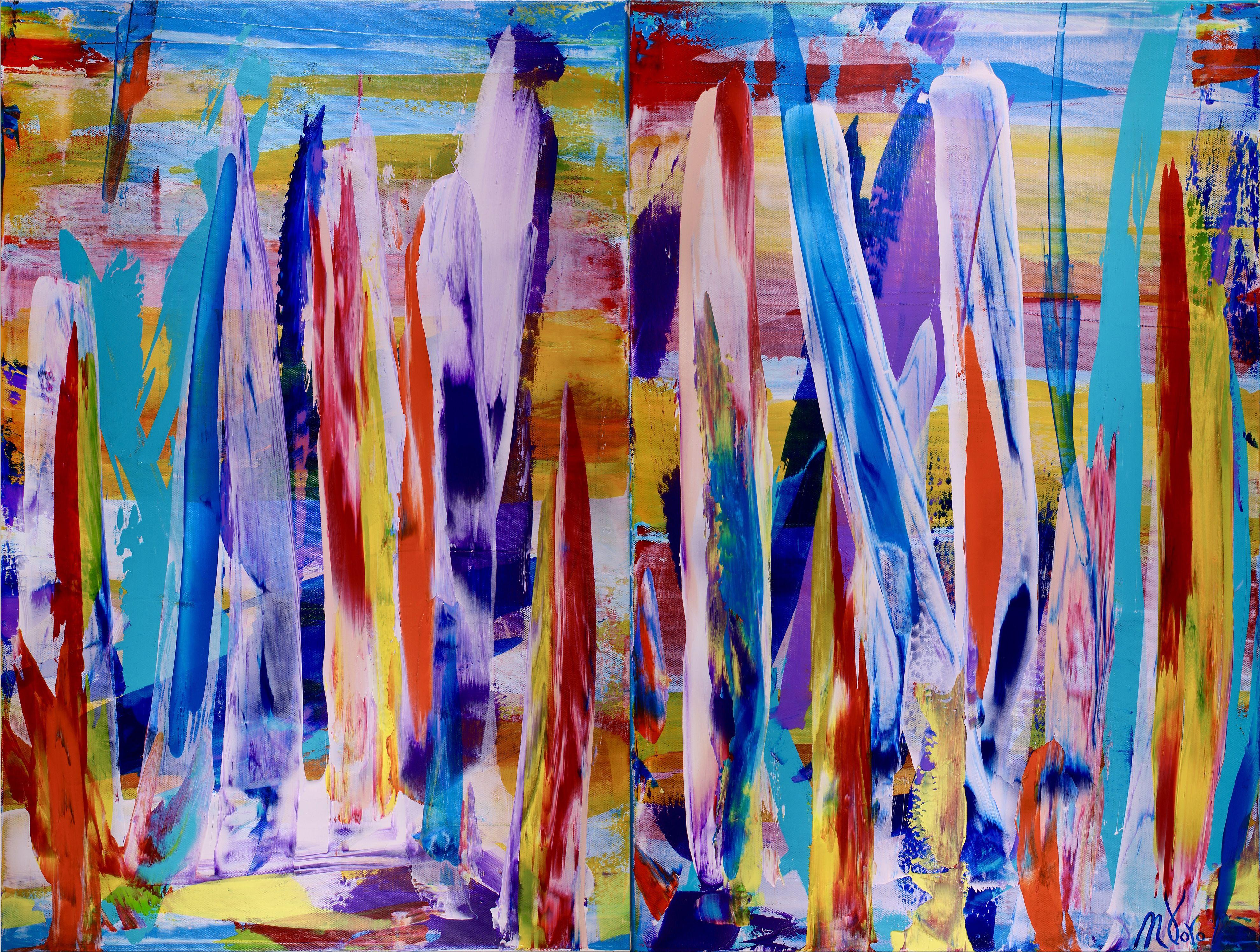 Abstract Painting de Nestor Toro - Compitiendo por el Sol 2, Pintura, Acrílico sobre lienzo