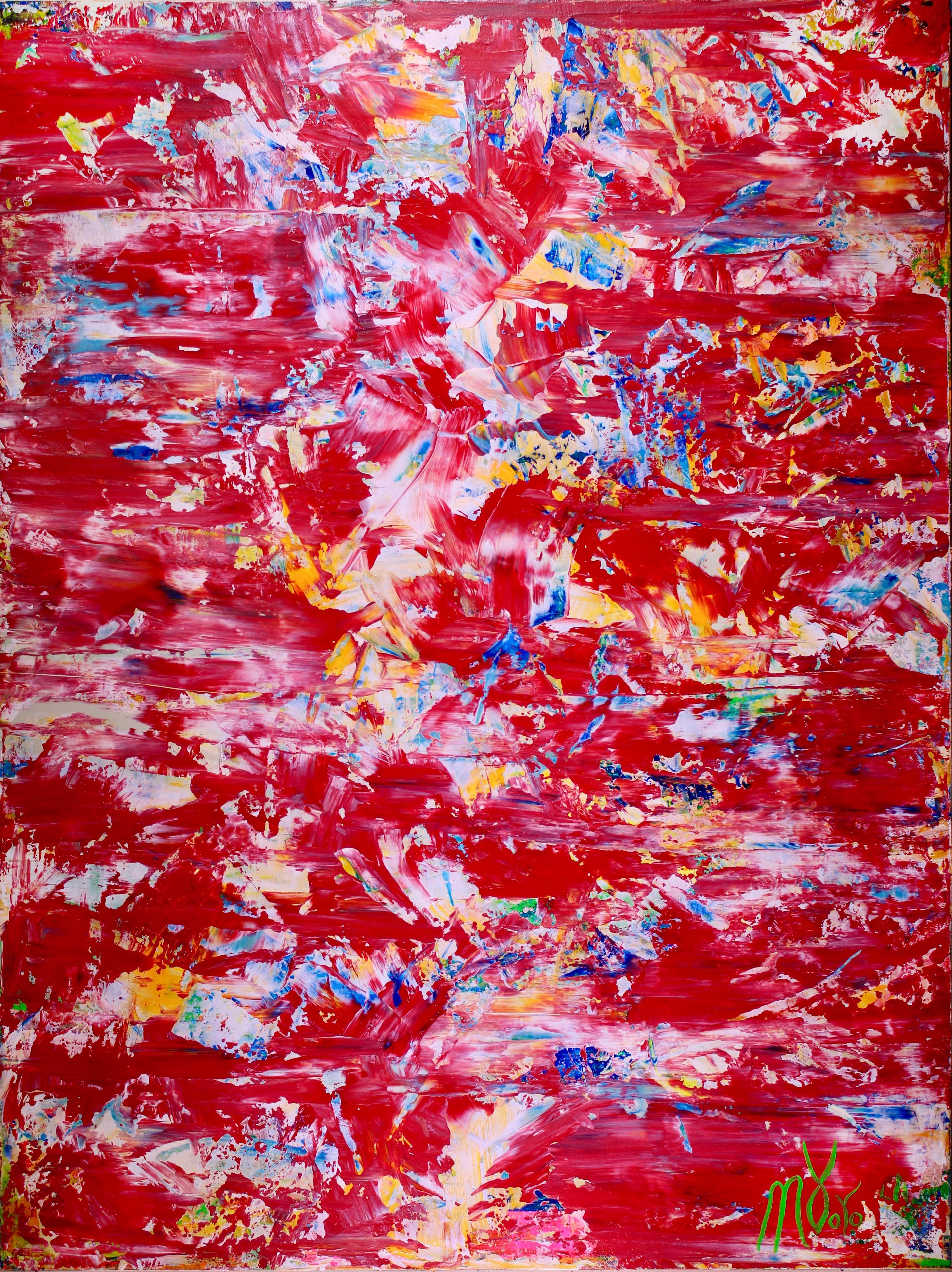 Nestor Toro Abstract Painting - consequences of red, Painting, Acrylic on Canvas