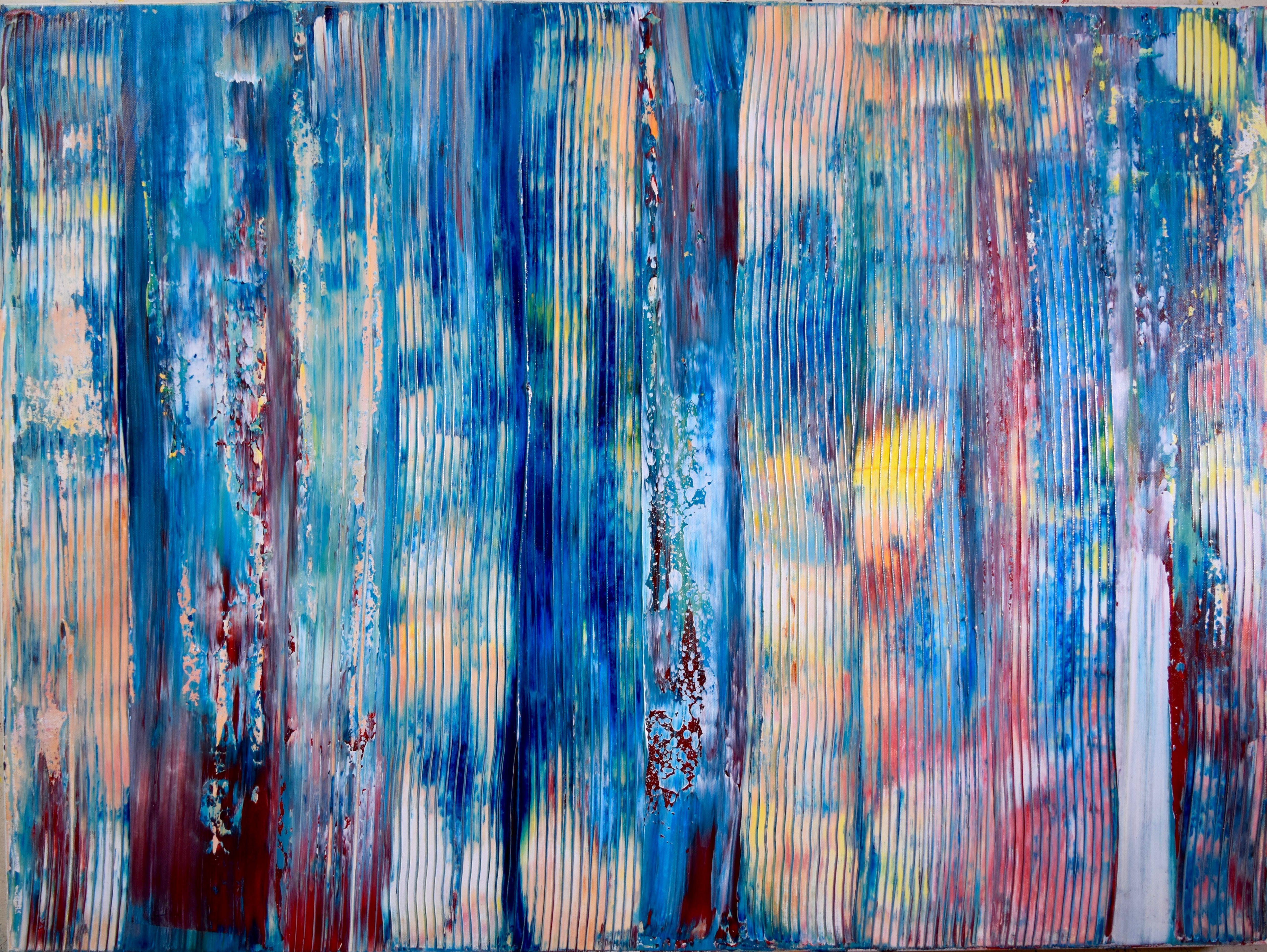 Cooling II, Painting, Acrylic on Canvas - Blue Abstract Painting by Nestor Toro