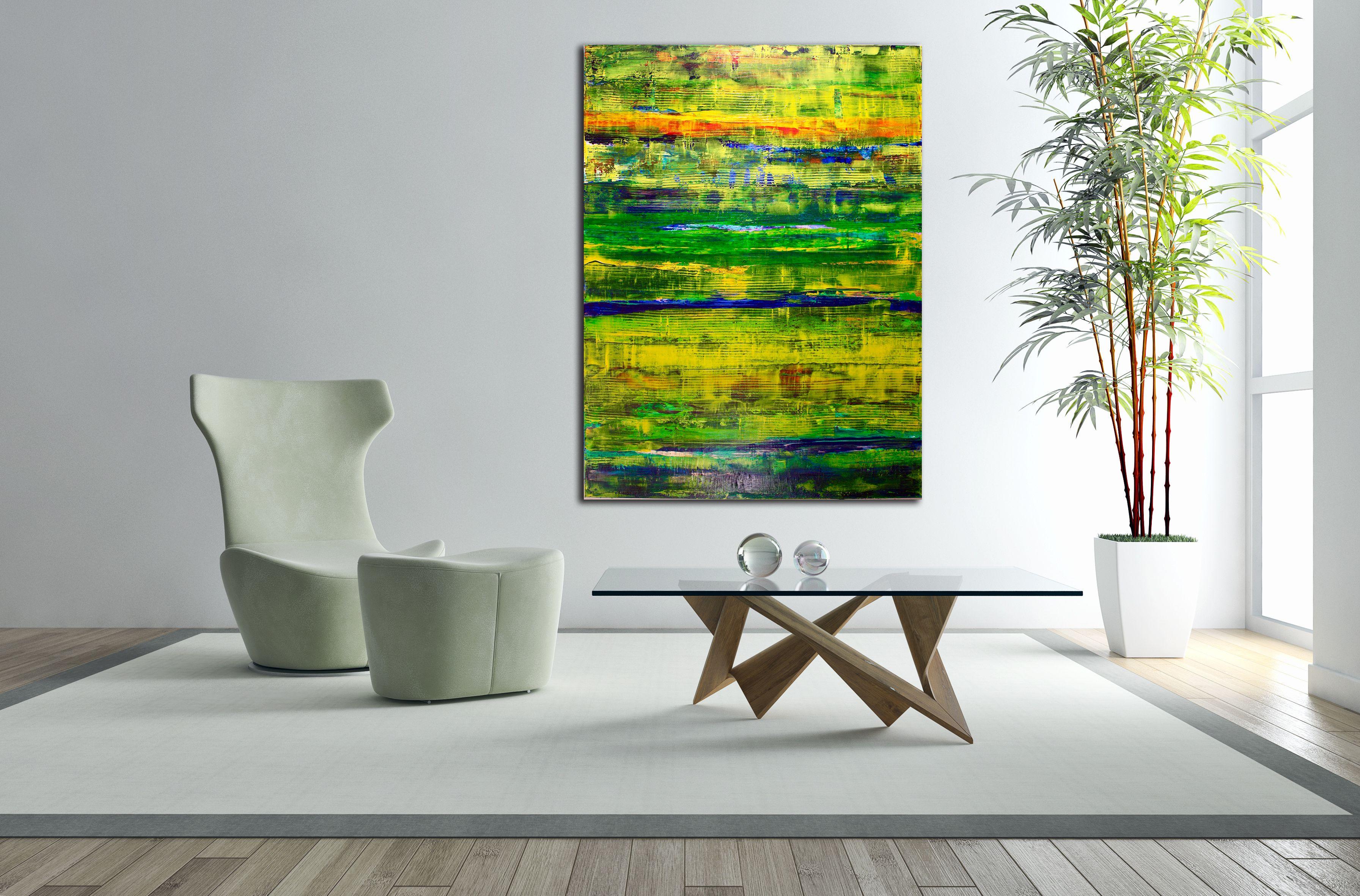 - READY TO HANG  - SIGNED CANVAS  - BOLD STATEMENT PIECE  - SIGNED CERTIFICATE OF AUTHENTICITY    Textured colorfield piece, layered with gesso and molded to create depth. This painting is interference which makes it change tones from different