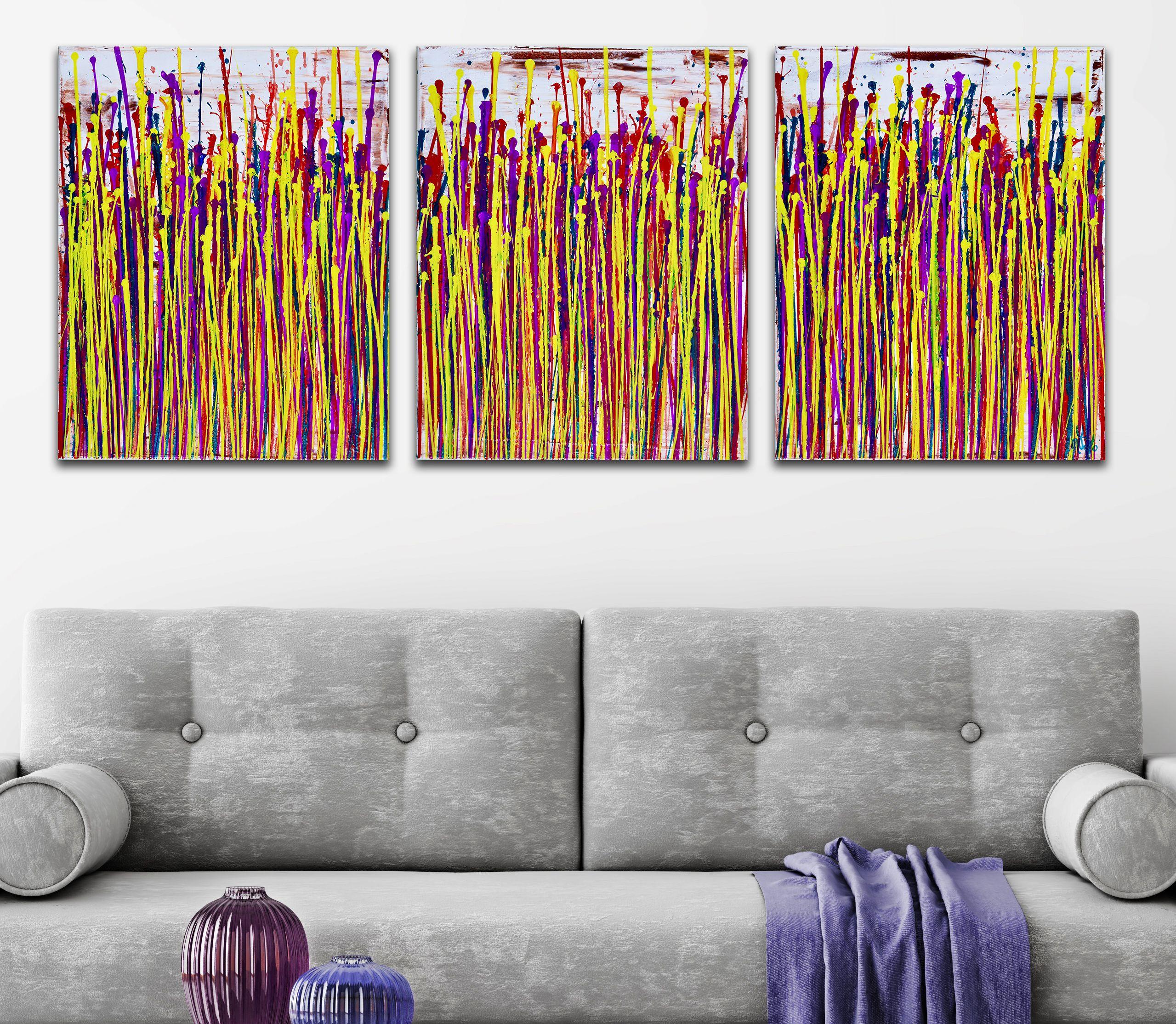 Daydream panorama 4 (Color retreat), Painting, Acrylic on Canvas - Beige Abstract Painting by Nestor Toro