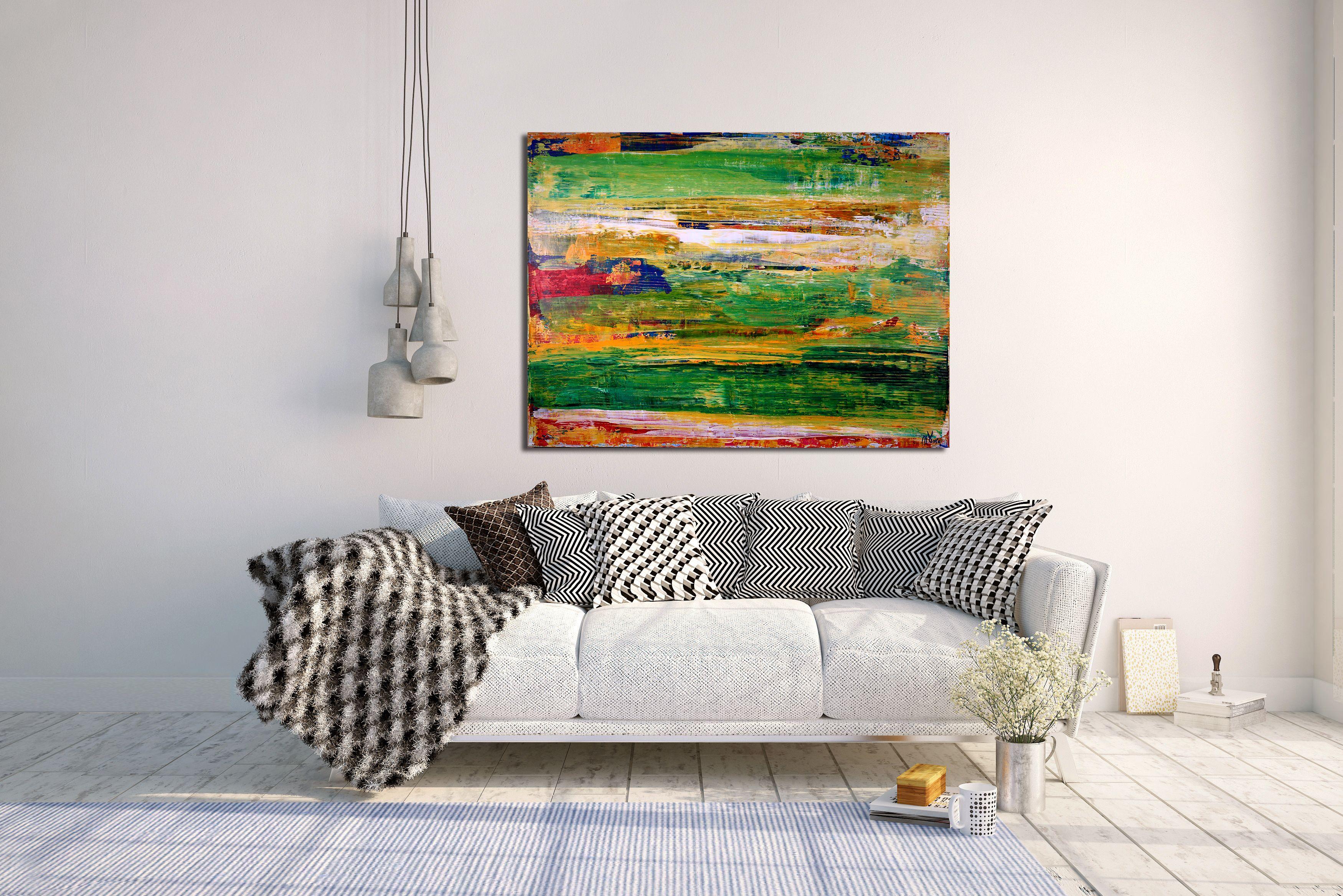 Campo di colore decostruito, Pittura, Acrilico su tela - Abstract Painting Marrone di Nestor Toro