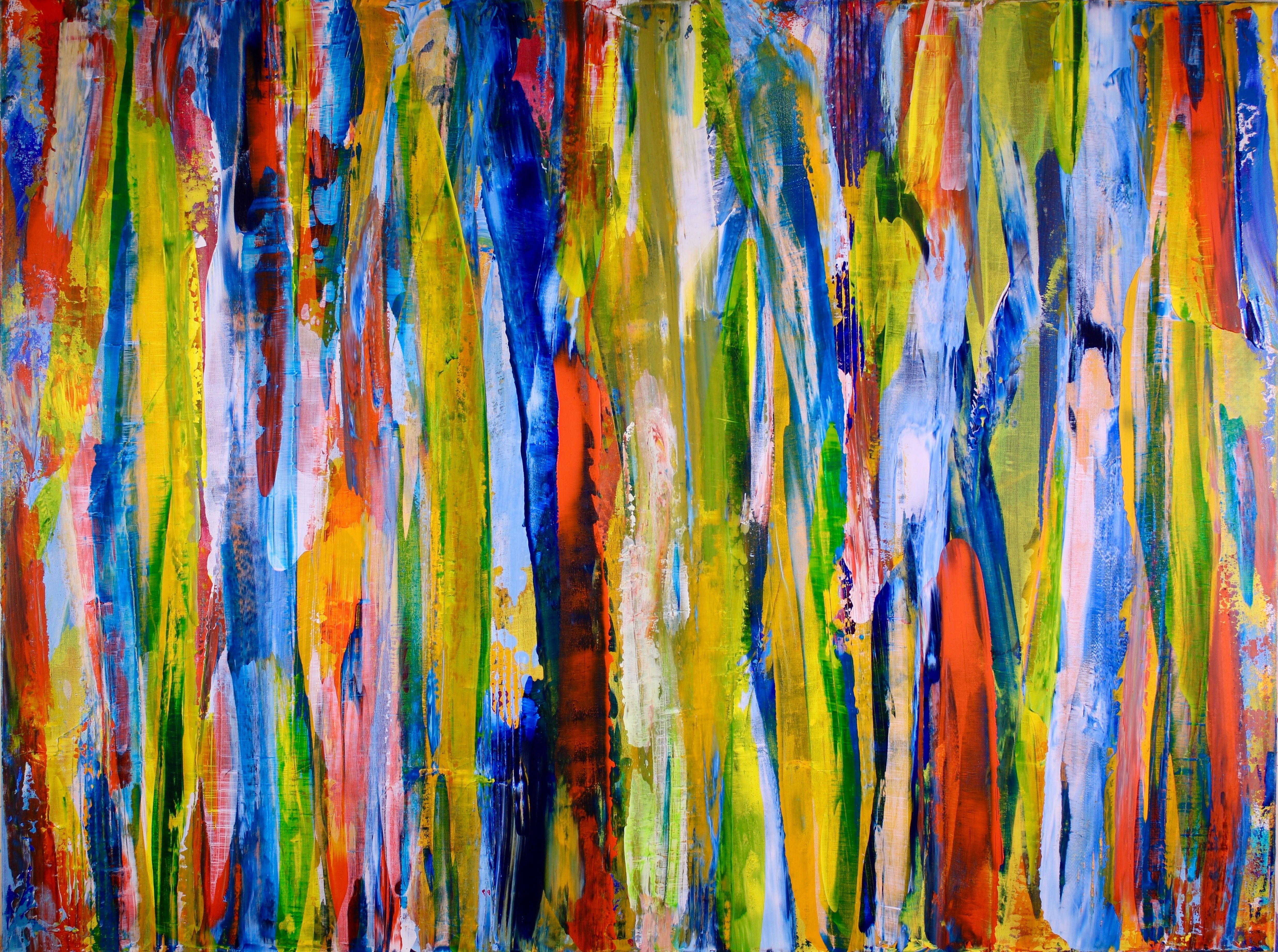 Abstract Painting Nestor Toro - Field de forêt déconstruit, peinture, acrylique sur toile