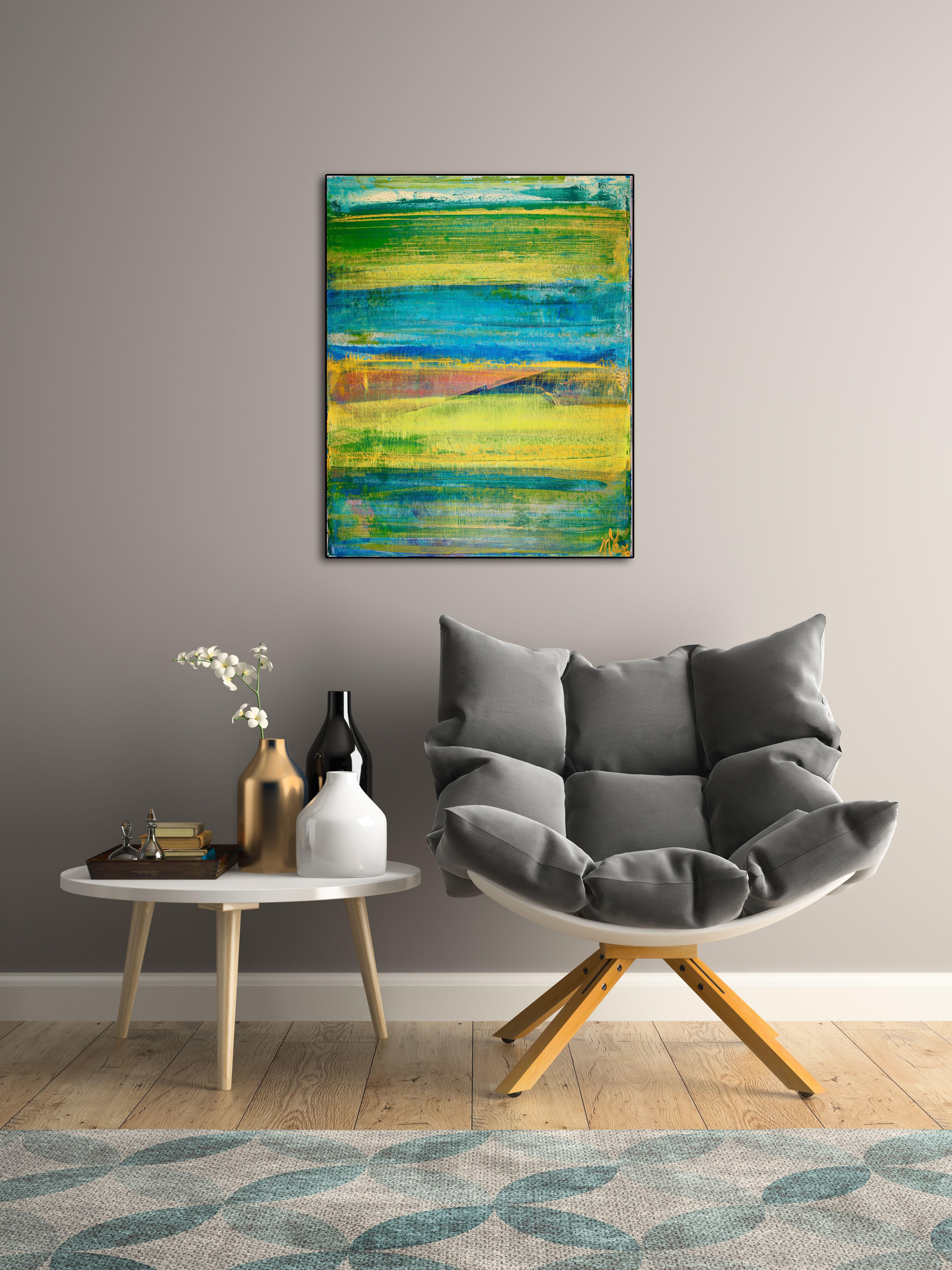 Greene & Greene decostruito, Pittura, Acrilico su Tela - Abstract Painting Verde di Nestor Toro
