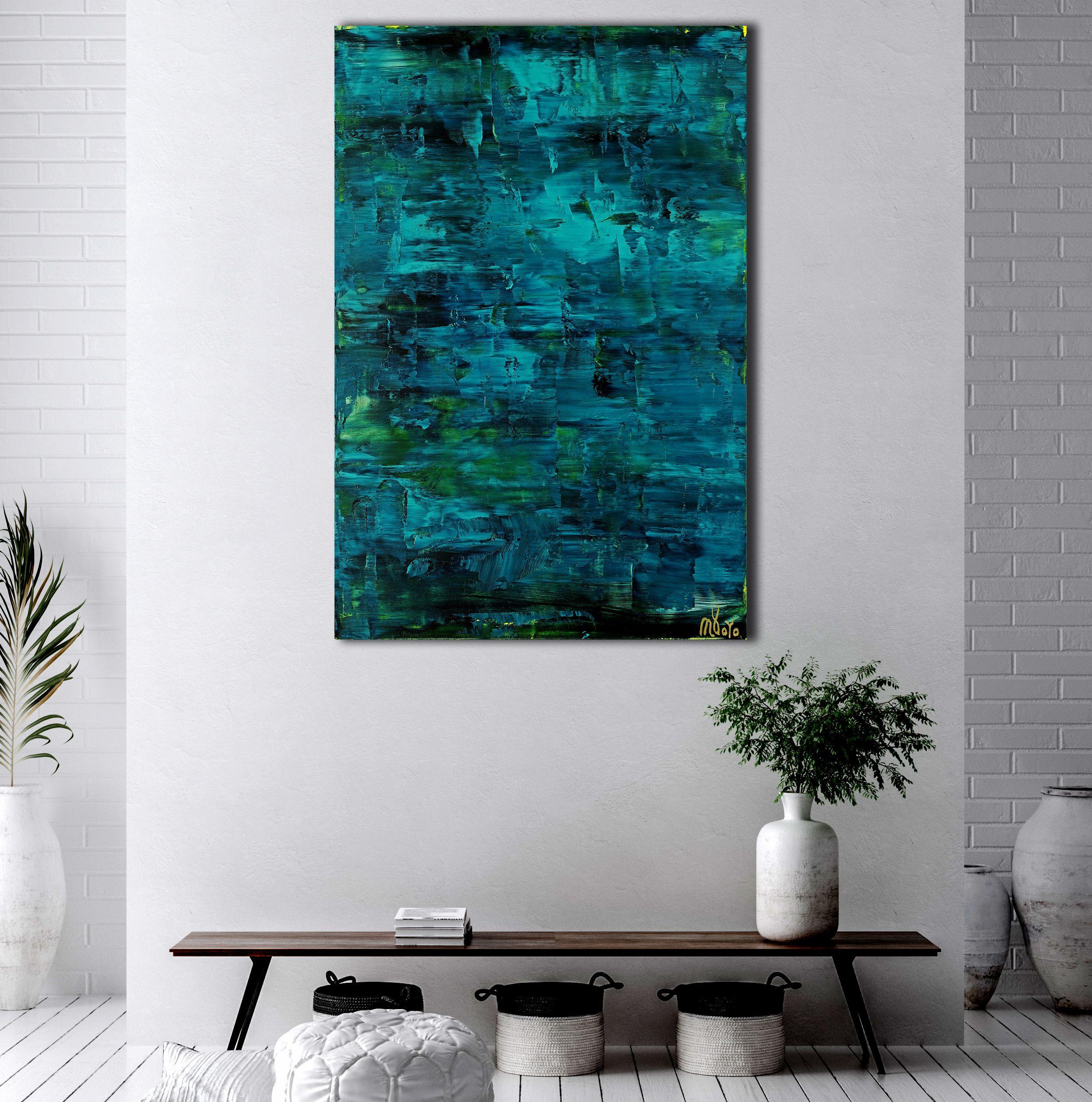 Deep Aqua Spectra, Painting, Acrylic on Canvas For Sale 2