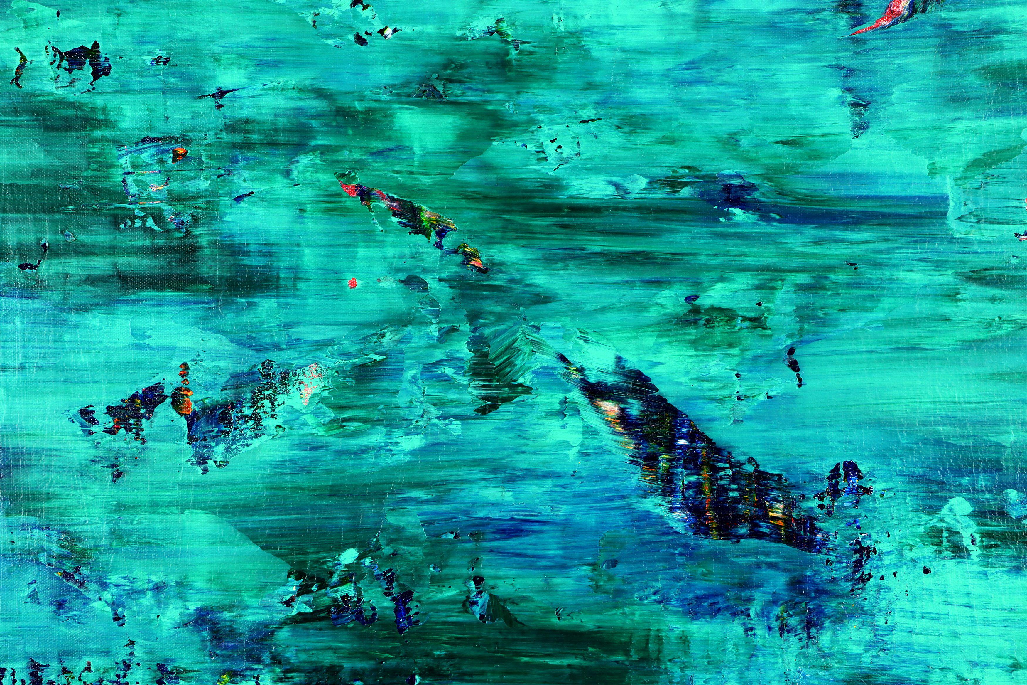 This artwork was created layering and blending thick layers of green, turquoise and blues over canvas, completed with glossy effects! Ready to hang, signed. I include a certificate of authenticity that lists the materials as well as when the