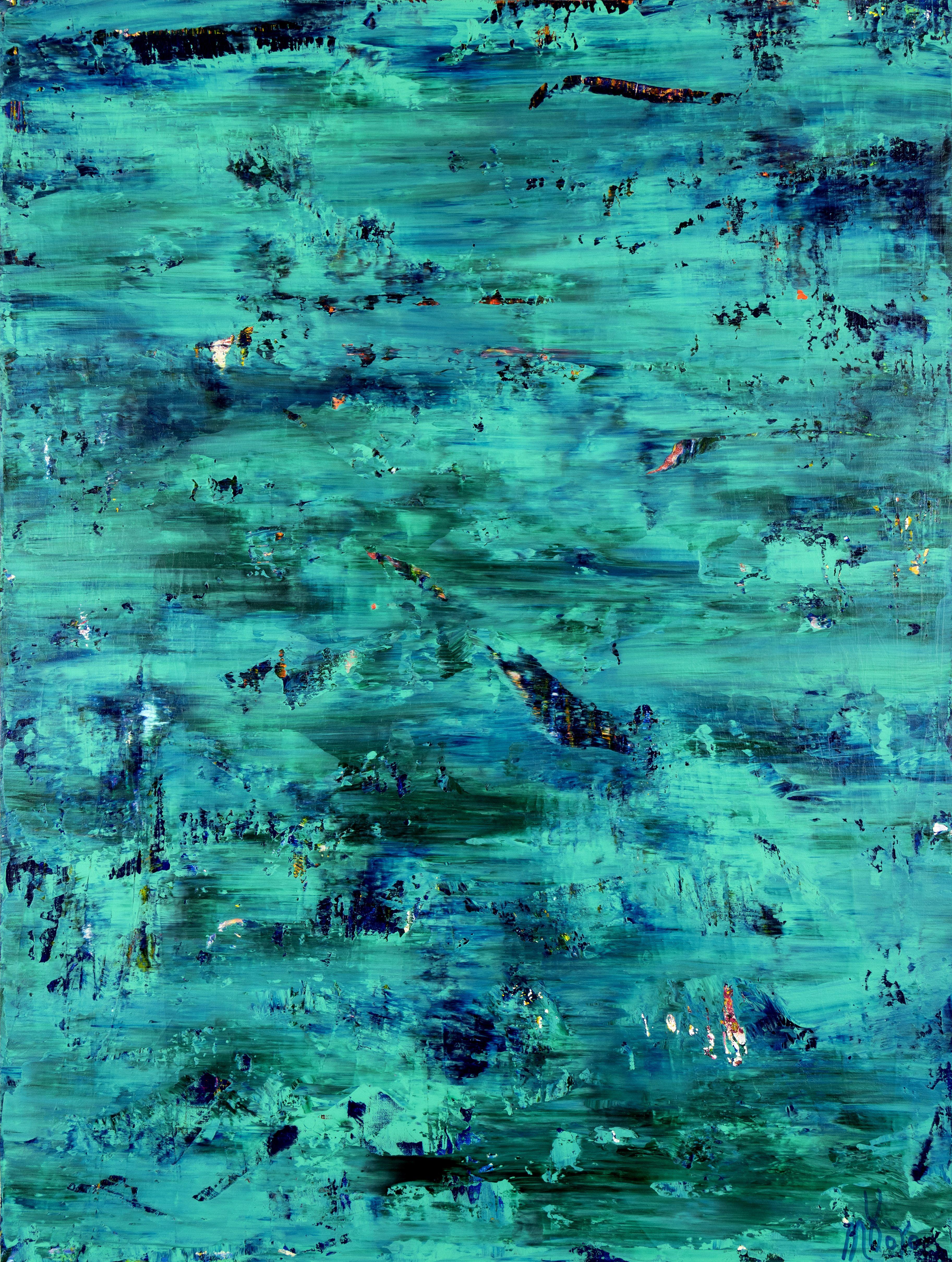 Nestor Toro Abstract Painting – Tiefblaues Paradies, Gemälde, Acryl auf Leinwand
