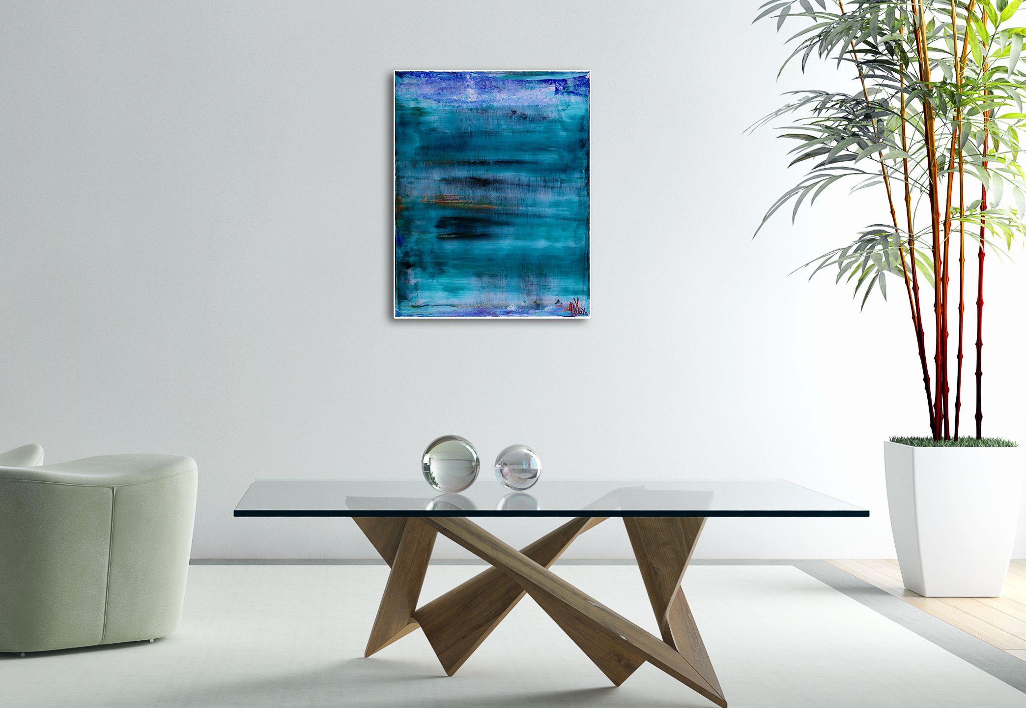 Oceano profondo, Pittura, Acrilico su tela - Abstract Painting Blu di Nestor Toro
