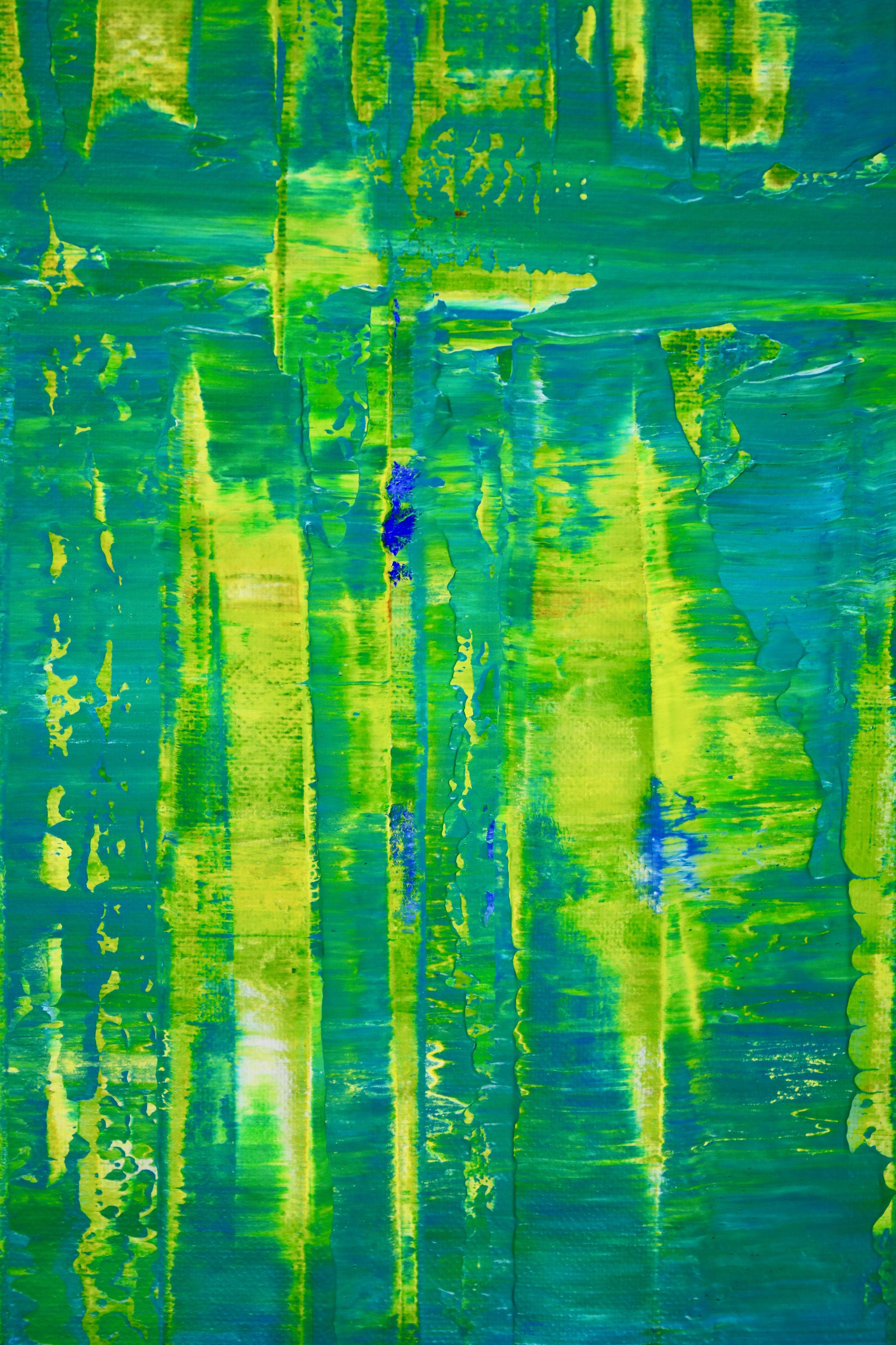 Green minimalist painting fine details and shades. This painting arrives ready to hang signed in front.    I include a certificate of authenticity that lists the materials as well as when the painting was completed. Fine high quality materials such