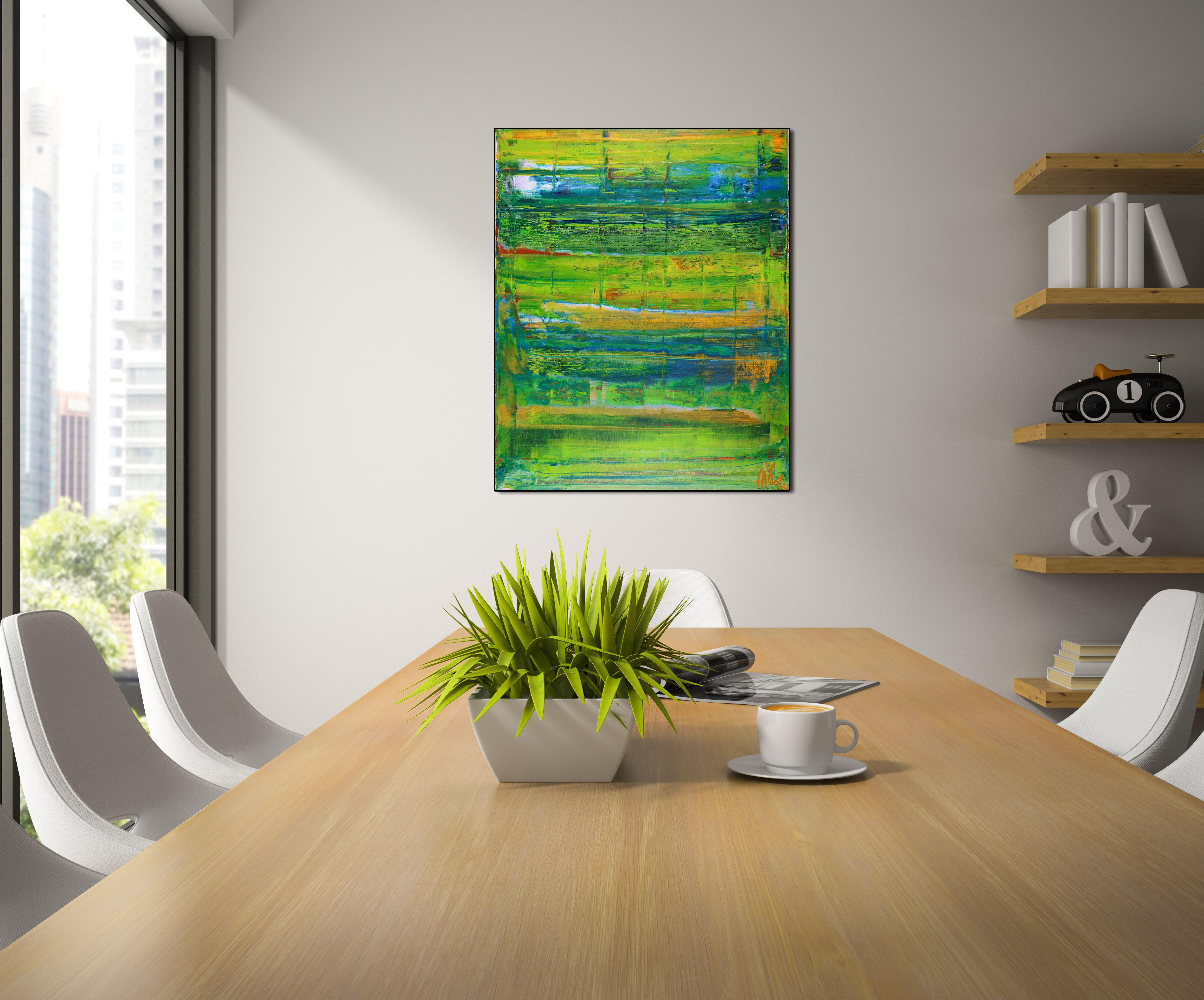 Dimensional Green #3, Pittura, Acrilico su tela - Painting Astratto di Nestor Toro