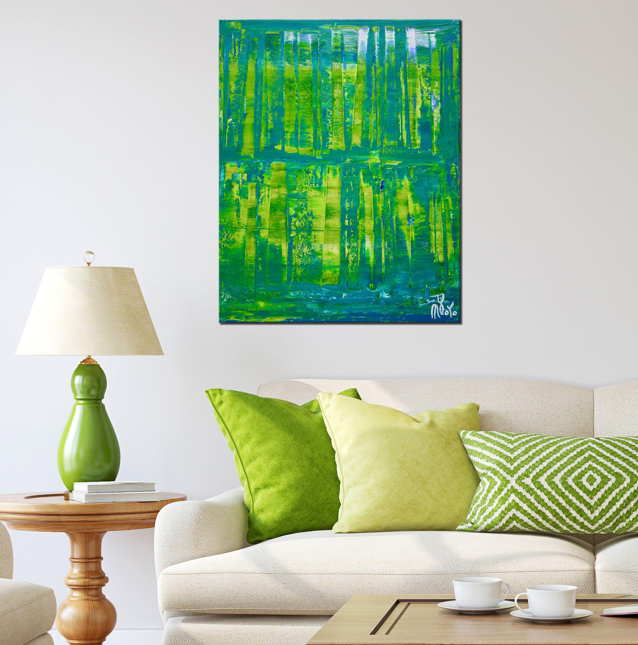 Dimensional Green 3, Painting, Acrylic on Canvas For Sale 2