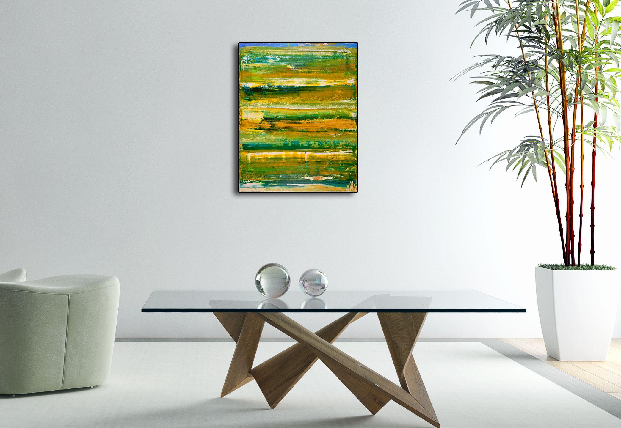 Greene & Greene dimensionale, Pittura, Acrilico su Tela - Abstract Painting Marrone di Nestor Toro