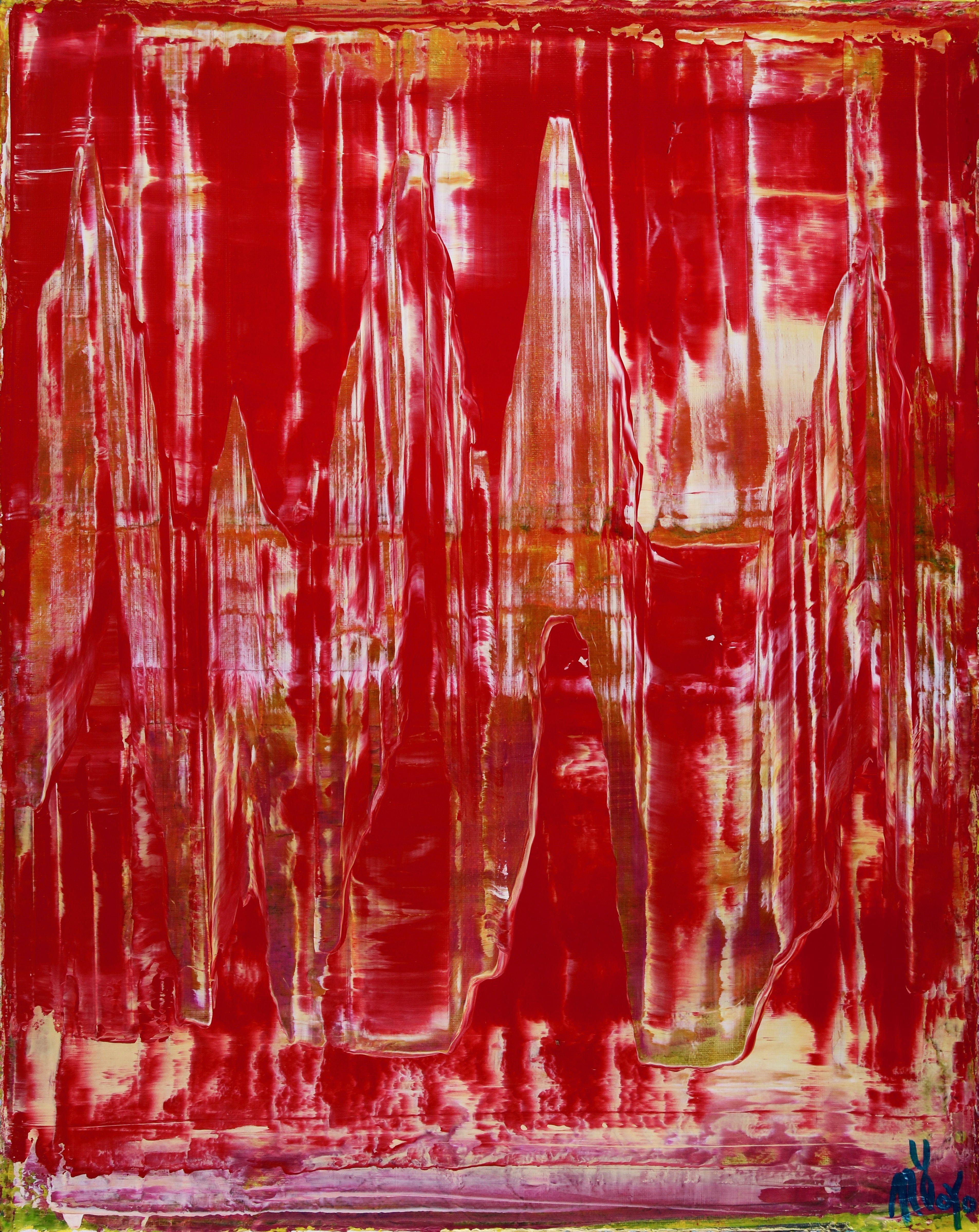Nestor Toro Abstract Painting - Dimensional Red, Painting, Acrylic on Canvas