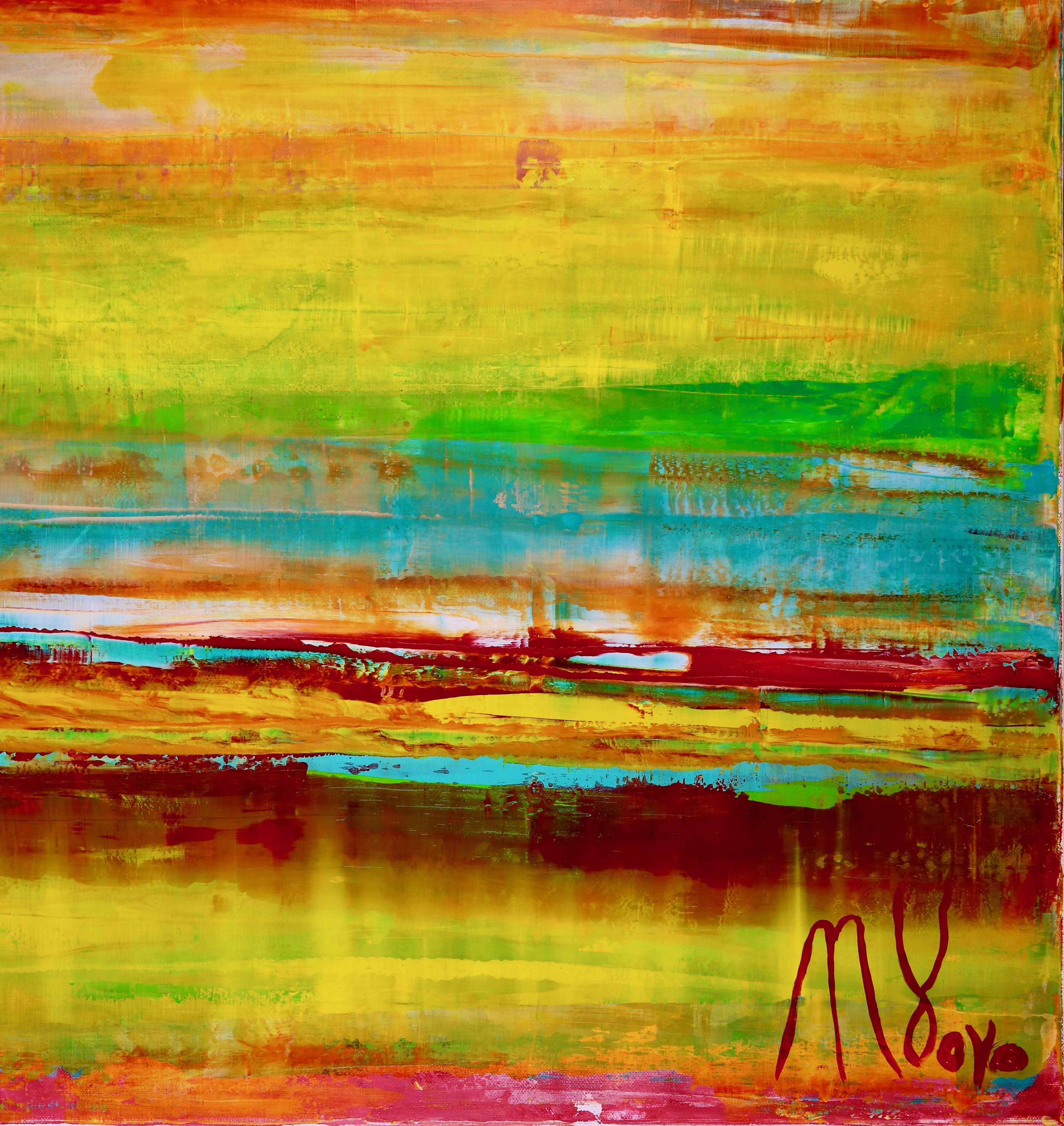 Terreno dimensionale - Orizzonte d'oro, Pittura, Acrilico su tela - Painting di Nestor Toro