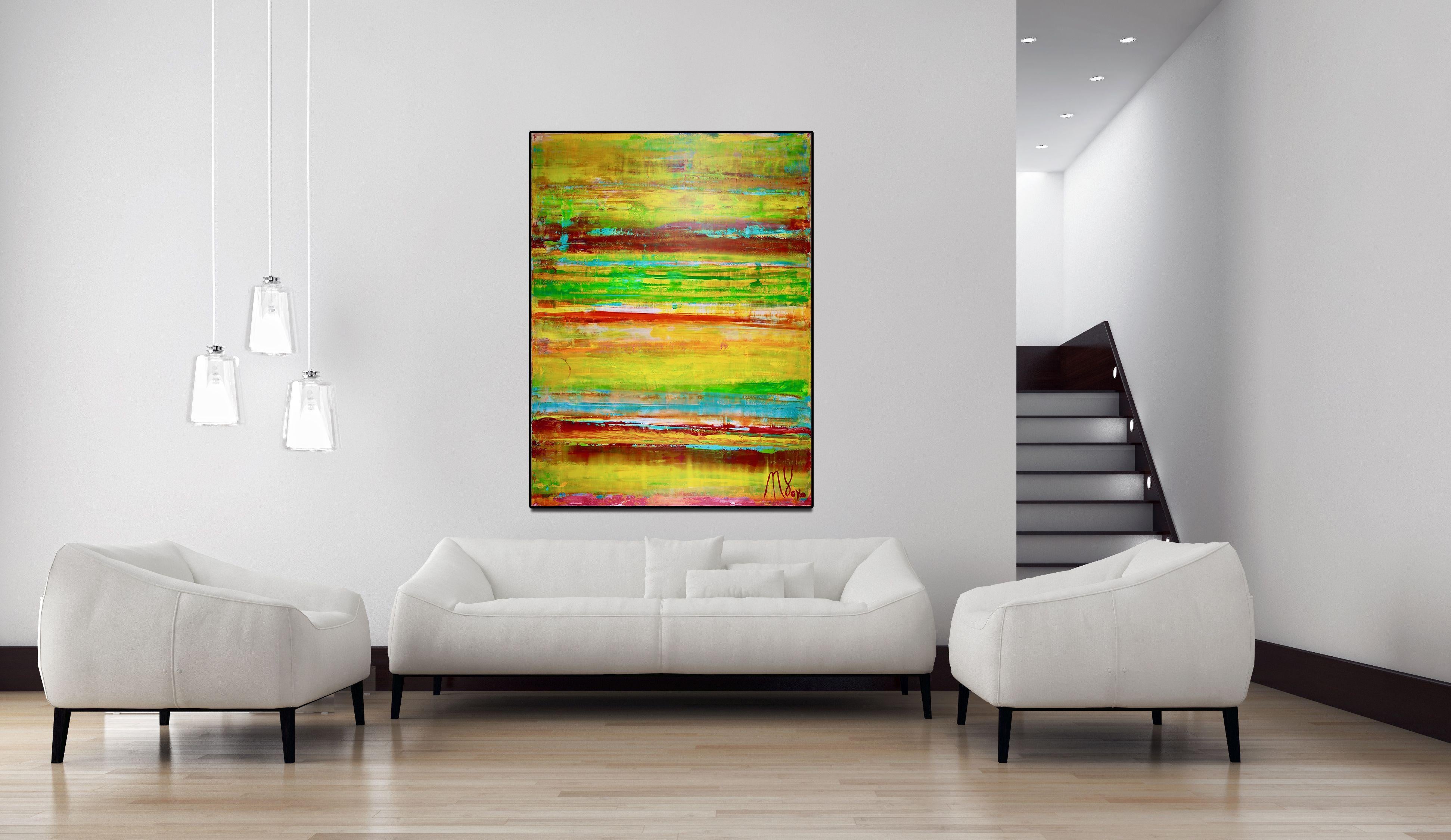 Dimensional Terrain-Golden Horizon, Painting, Acrylic on Canvas For Sale 1