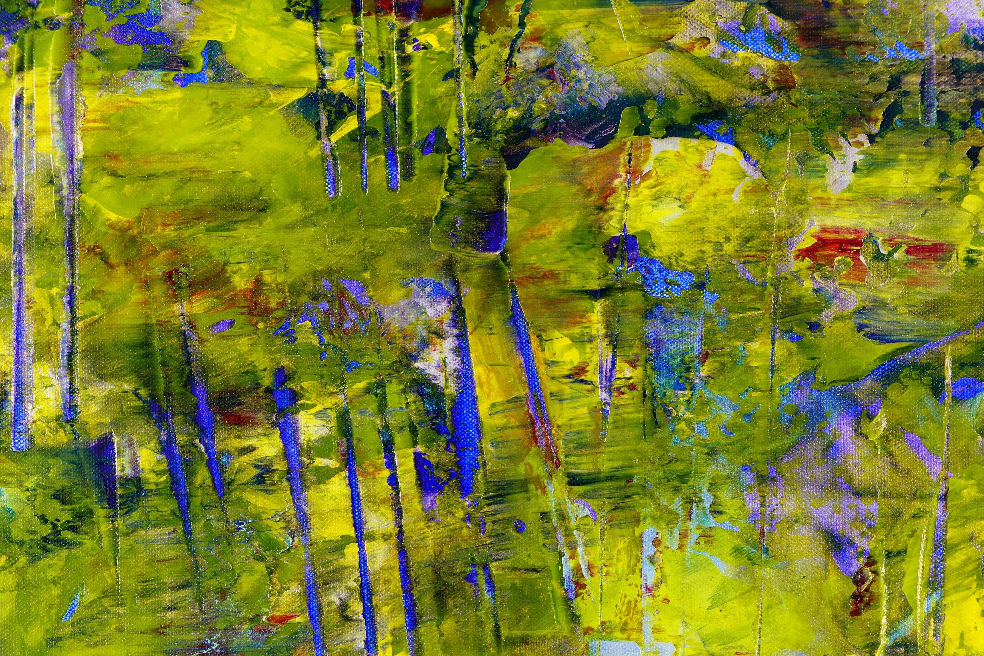 Proiezione distorta della foresta, Pittura, Acrilico su tela - Painting Astratto di Nestor Toro