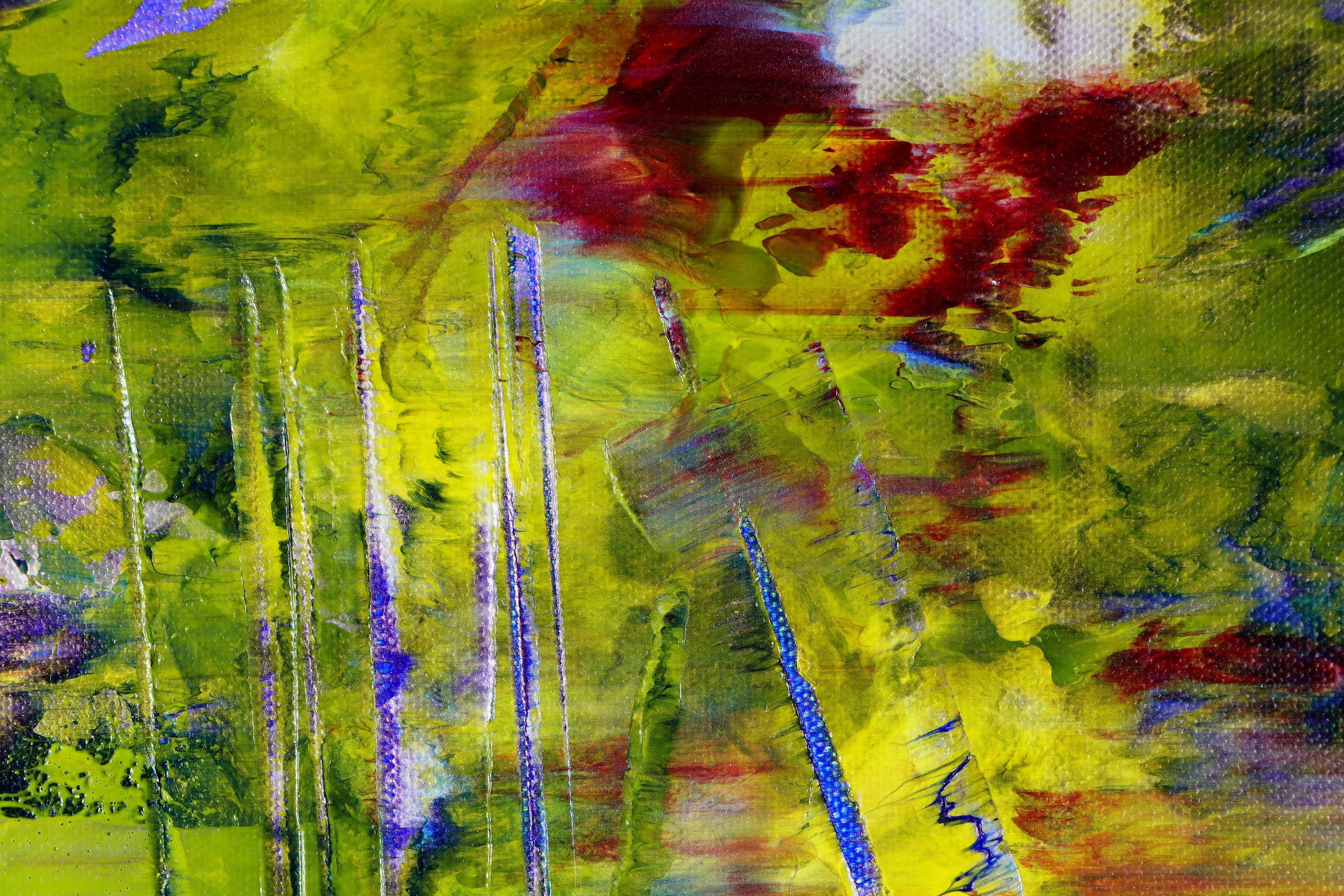 Proiezione distorta della foresta, Pittura, Acrilico su tela - Abstract Painting Marrone di Nestor Toro