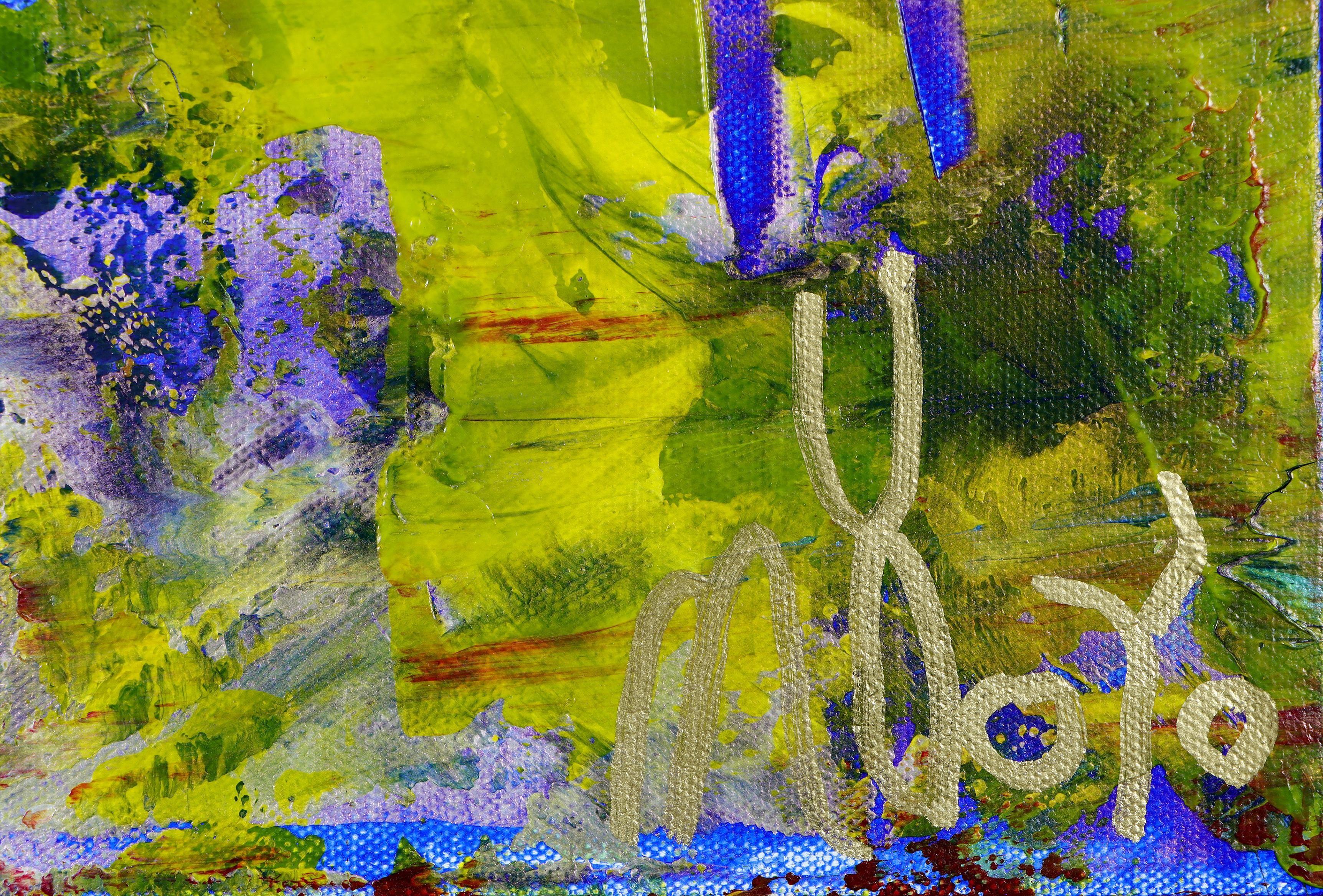 Ispirato alla pittura della natura con colori verdi, blu e gialli e viola iridescente che si fondono, si contrastano e si dettagliano.    Ispirato ai colori della natura con verdi sottili e dettagli intricati (vedi primi piani).    Quest'opera