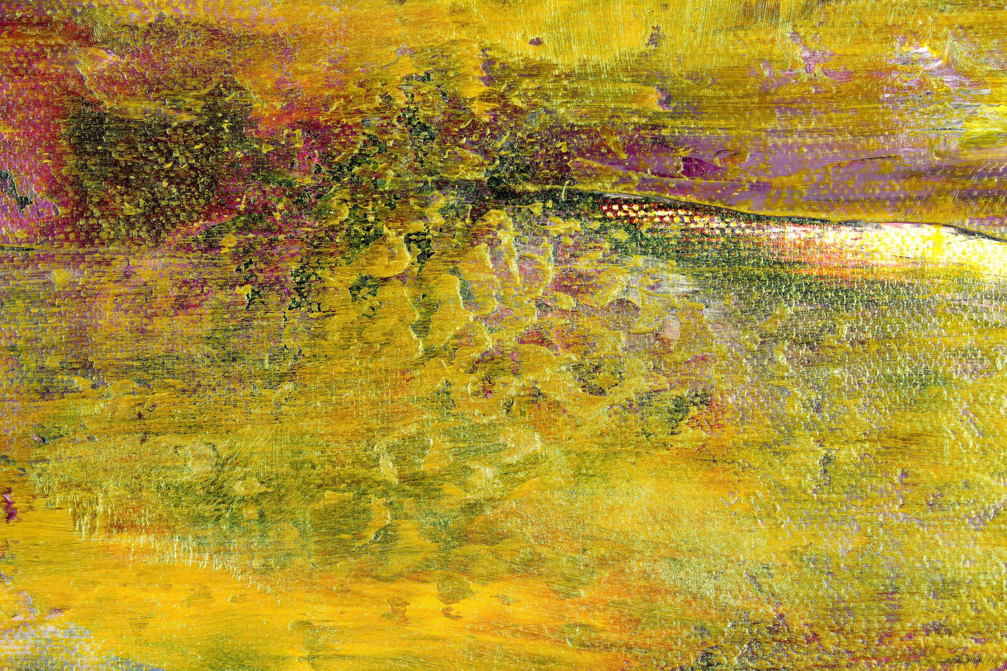 Distorted pond (Iridescent garden), Painting, Acrylic on Canvas For Sale 4