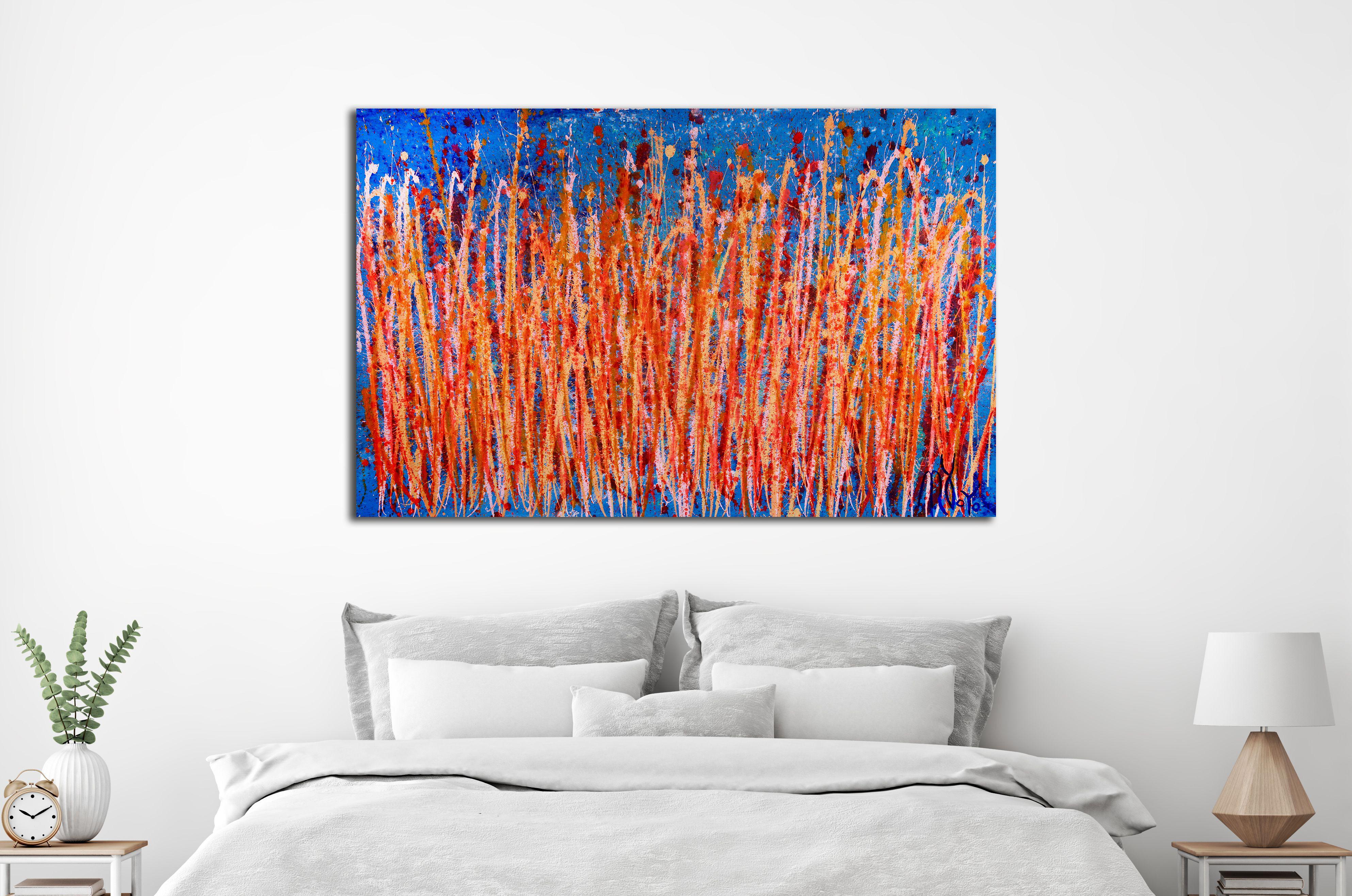 Geschwungene und Gesten, Gemälde, Acryl auf Leinwand (Orange), Abstract Painting, von Nestor Toro