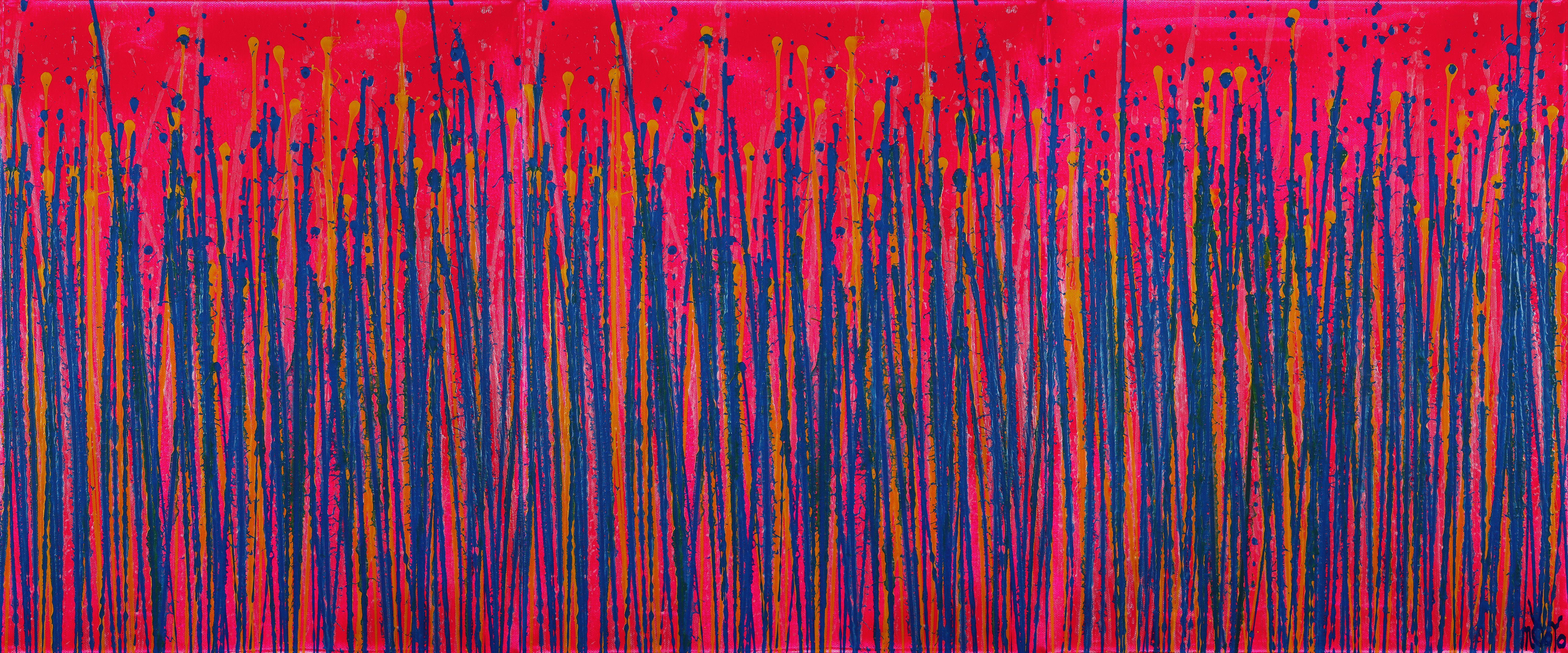 Nestor Toro Abstract Painting - Drizzles expressions (over neon), Painting, Acrylic on Canvas