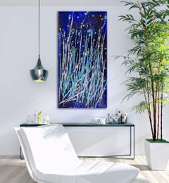 Drizzles in Dark Space, Painting, Acrylic on Canvas