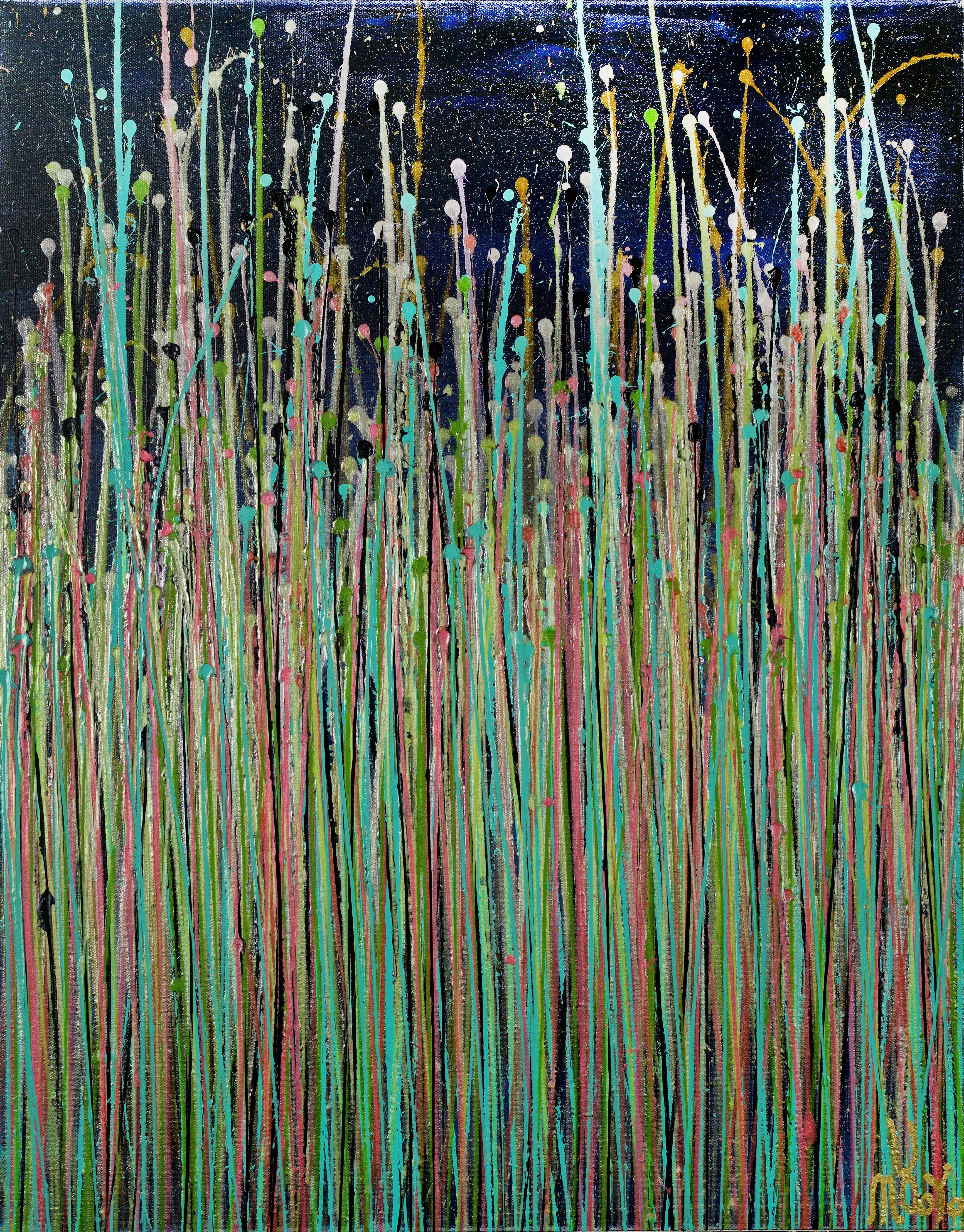 Drizzles symphony 4, Pittura, Acrilico su tela - Painting di Nestor Toro