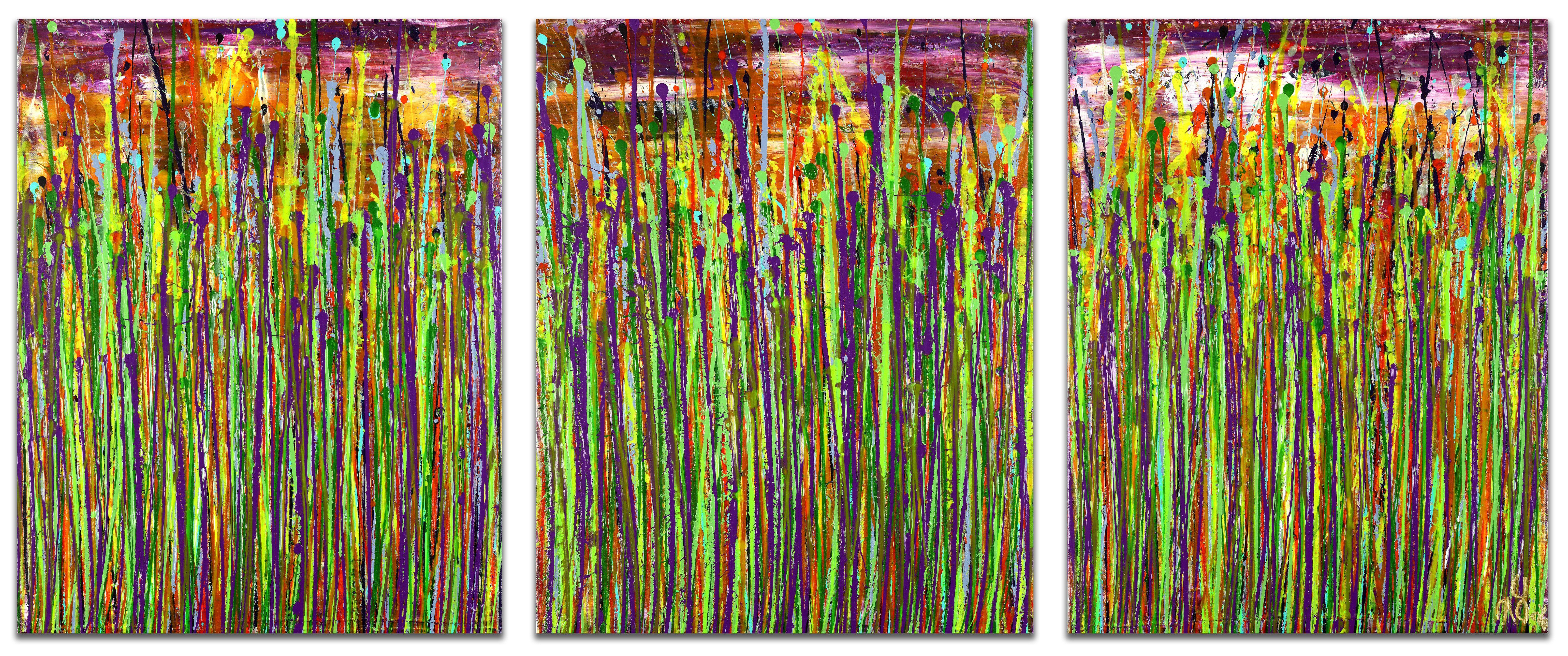 Drizzles symphony 5, Pittura, Acrilico su tela - Painting di Nestor Toro
