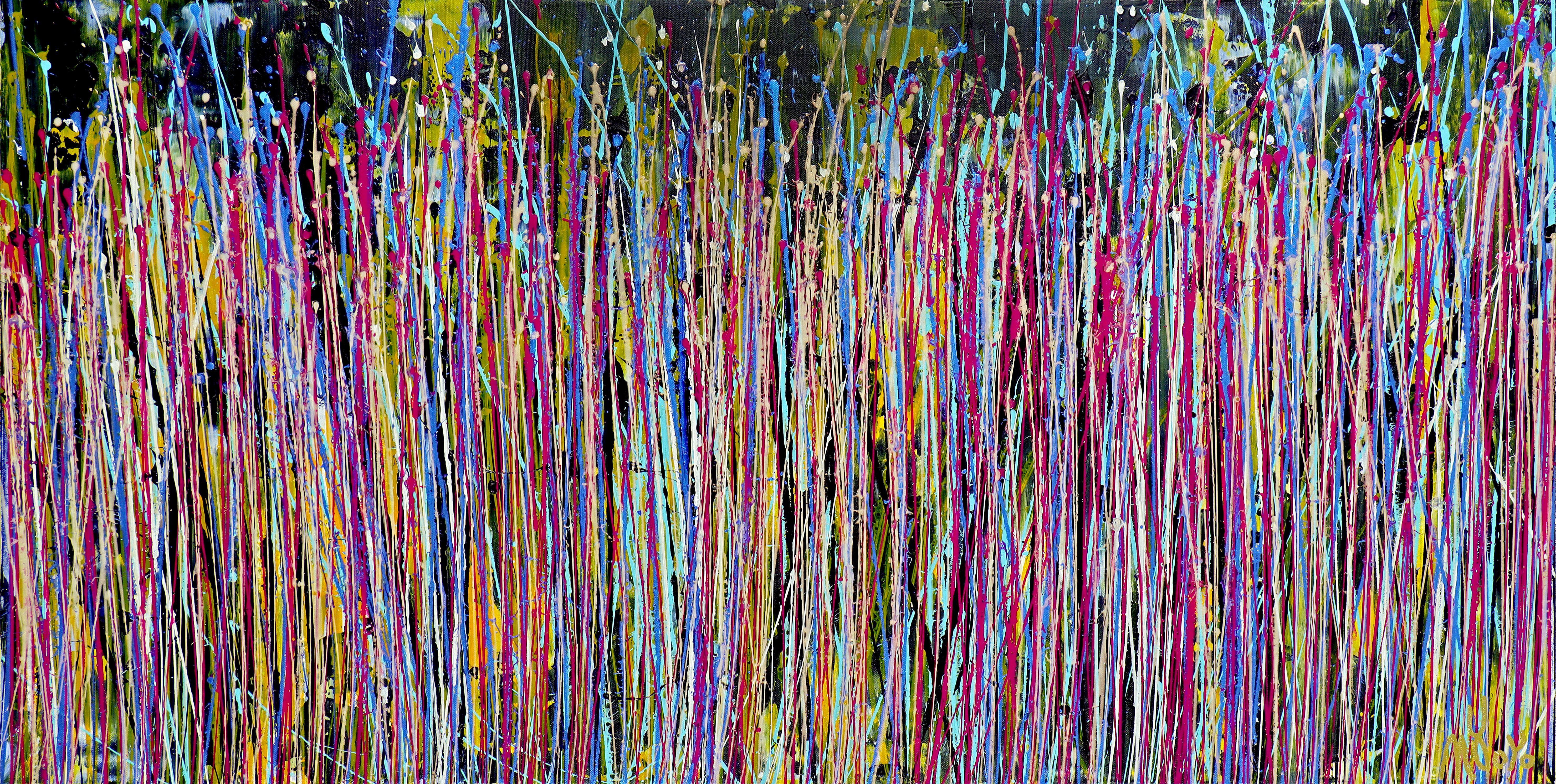 Expressive modern iridescent abstract, bold full of life, gloss and shimmer! inspired by nature. Ready to hang, sign in front.    I include a certificate of authenticity that lists the materials as well as when the painting was completed. Fine high