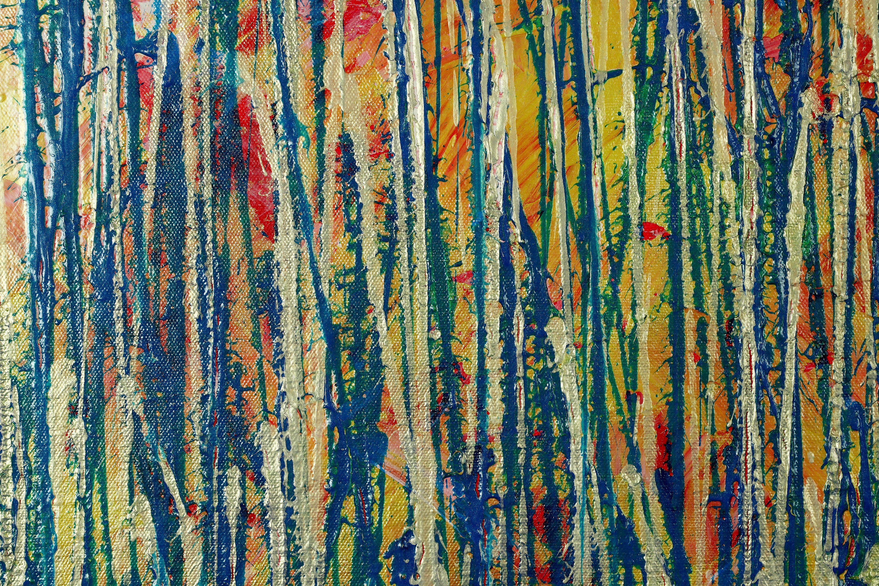 Silhouette di pioggerellina (pioggerellina dorata), Pittura, Acrilico su tela - Abstract Painting Marrone di Nestor Toro