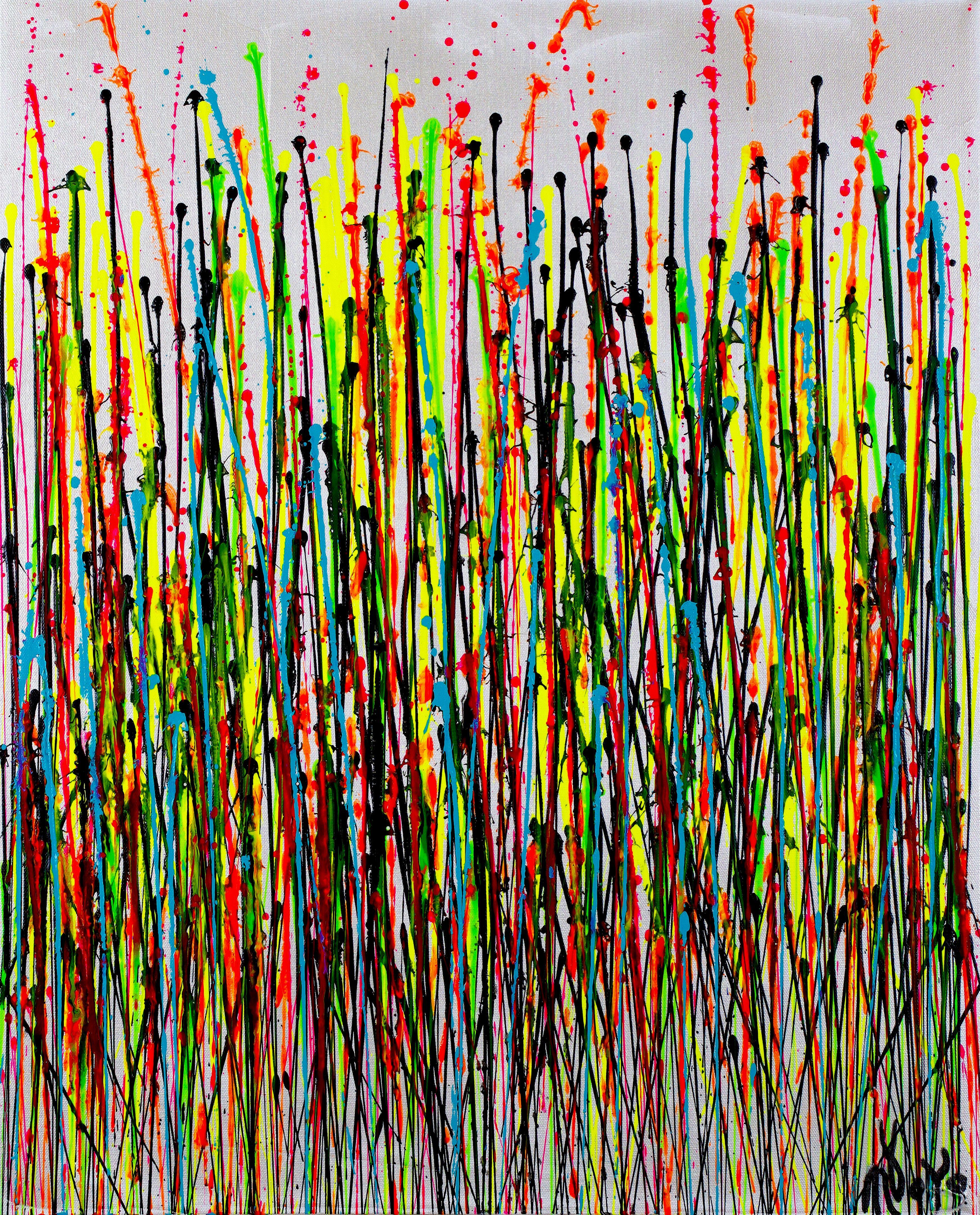 Abstract Painting Nestor Toro - Dynamic drizzles (langue abstraite), peinture, acrylique sur toile