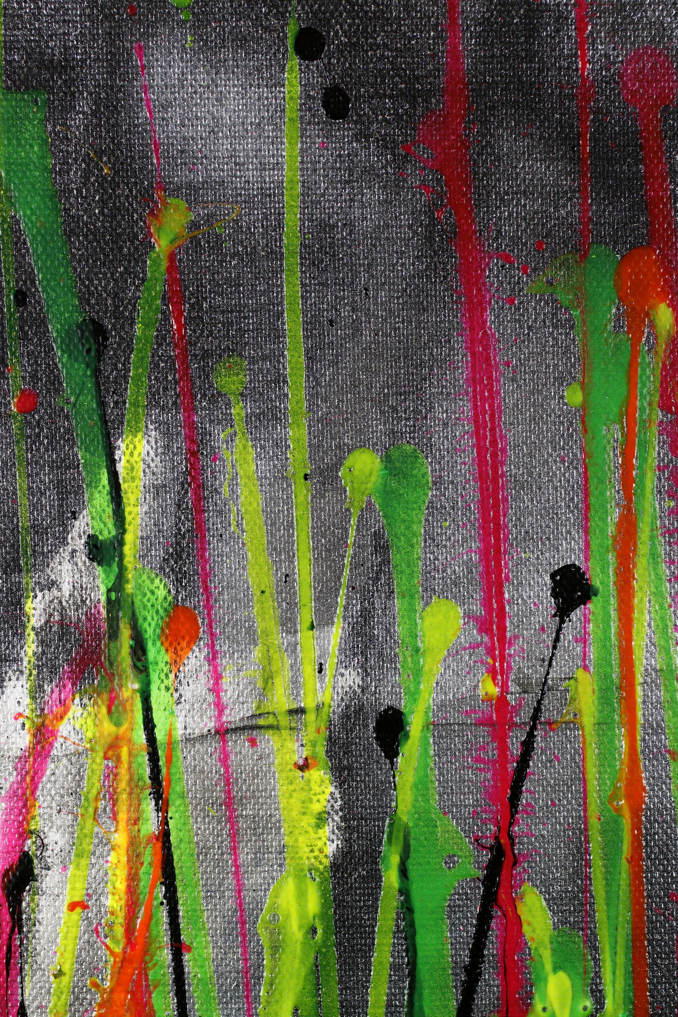 Dynamic drizzles (Yellow reflection), Painting, Acrylic on Canvas For Sale 2