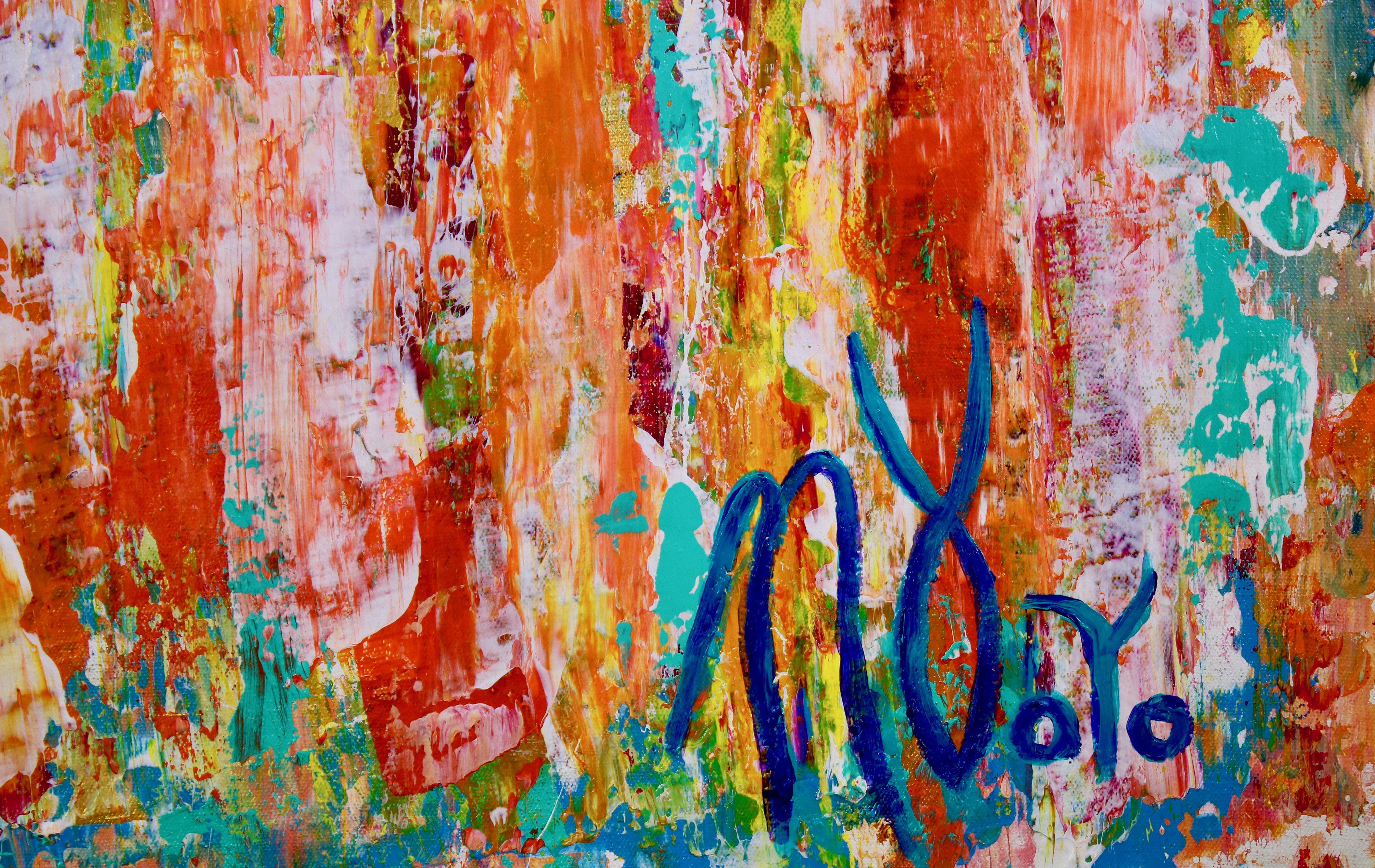 Echi in paradiso, Pittura, Acrilico su tela - Abstract Painting Rosa di Nestor Toro