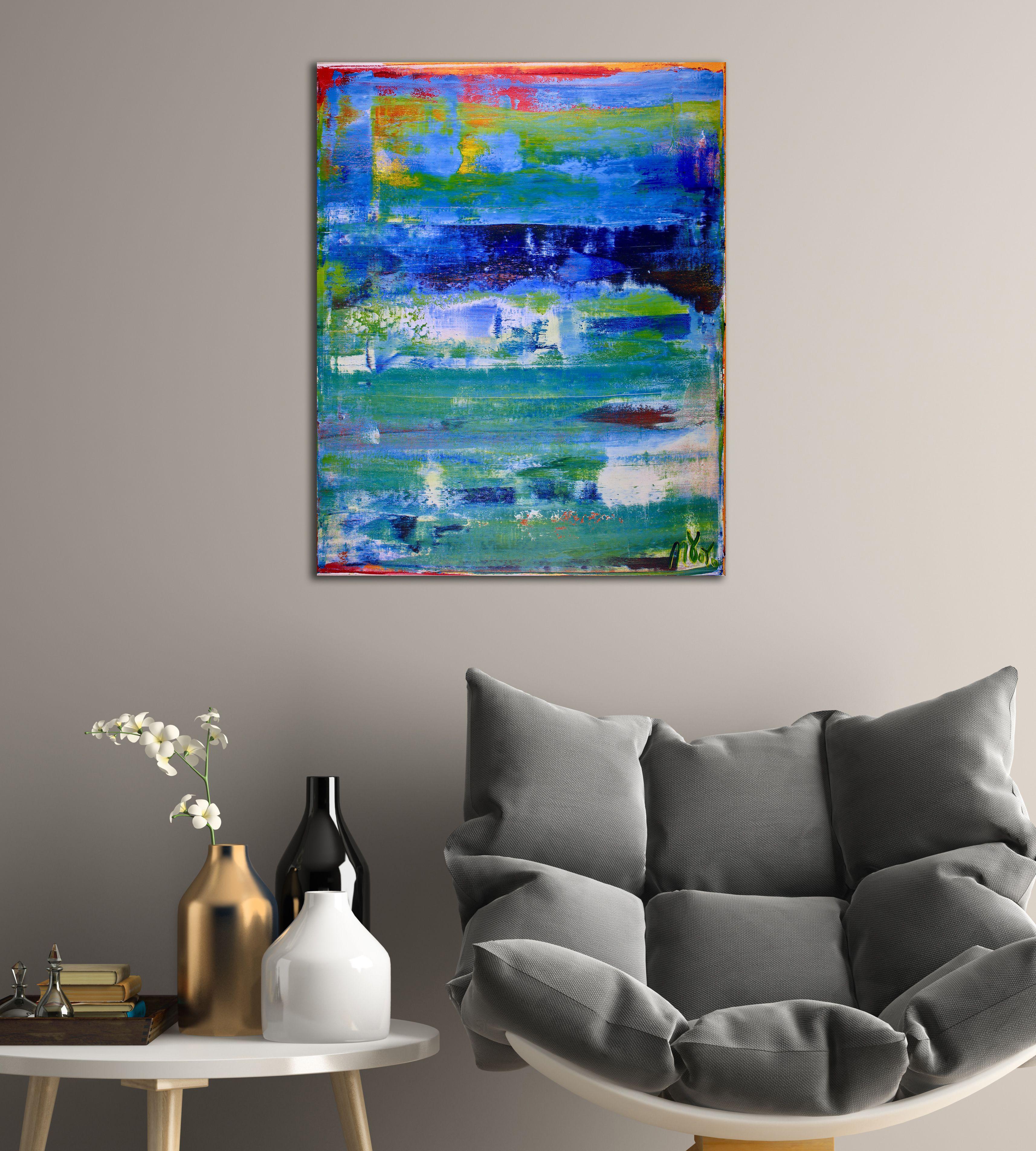 Edge of Spring 1, Gemälde, Acryl auf Leinwand (Blau), Abstract Painting, von Nestor Toro