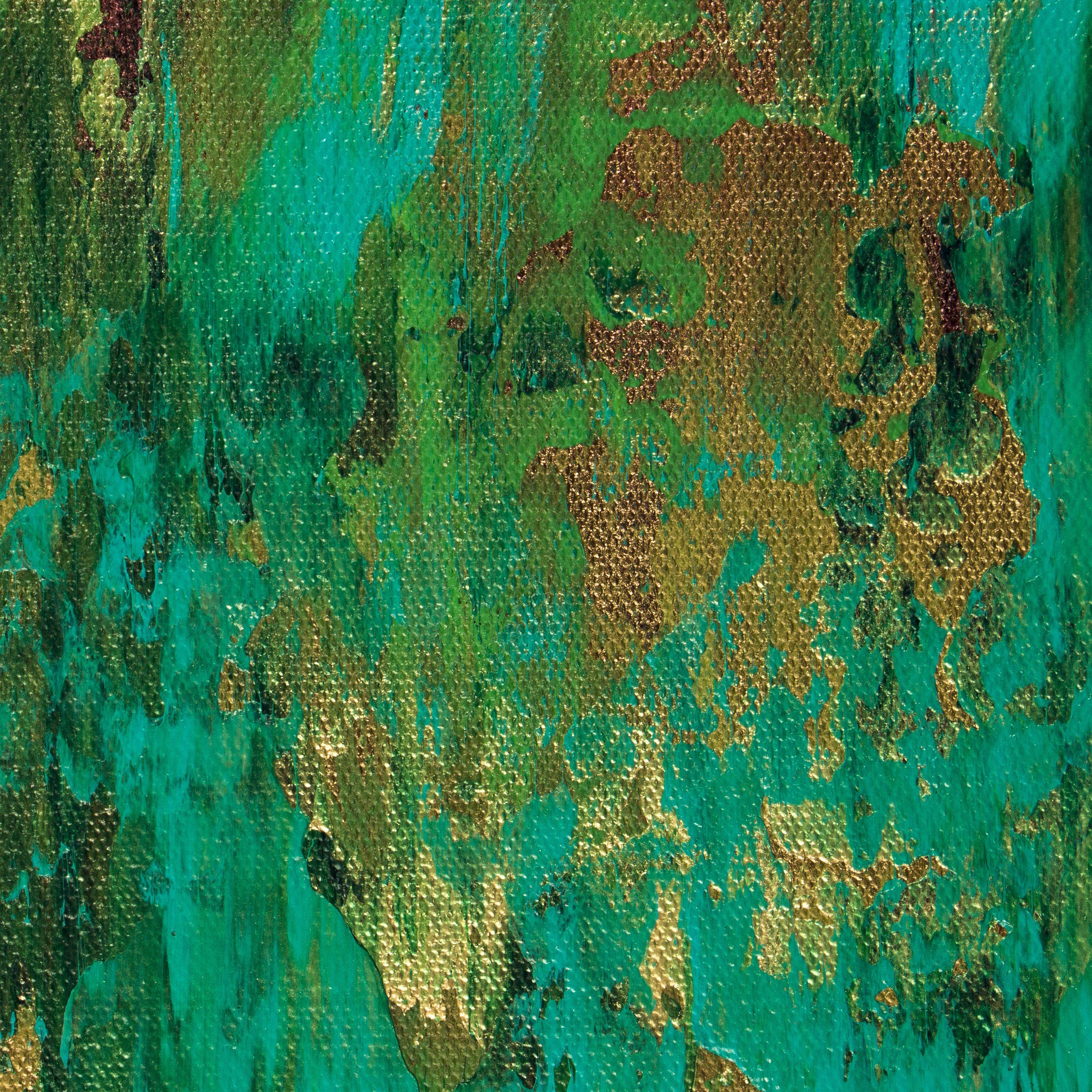 Emerald Panorama (Gold intrusions), Painting, Acrylic on Canvas For Sale 1