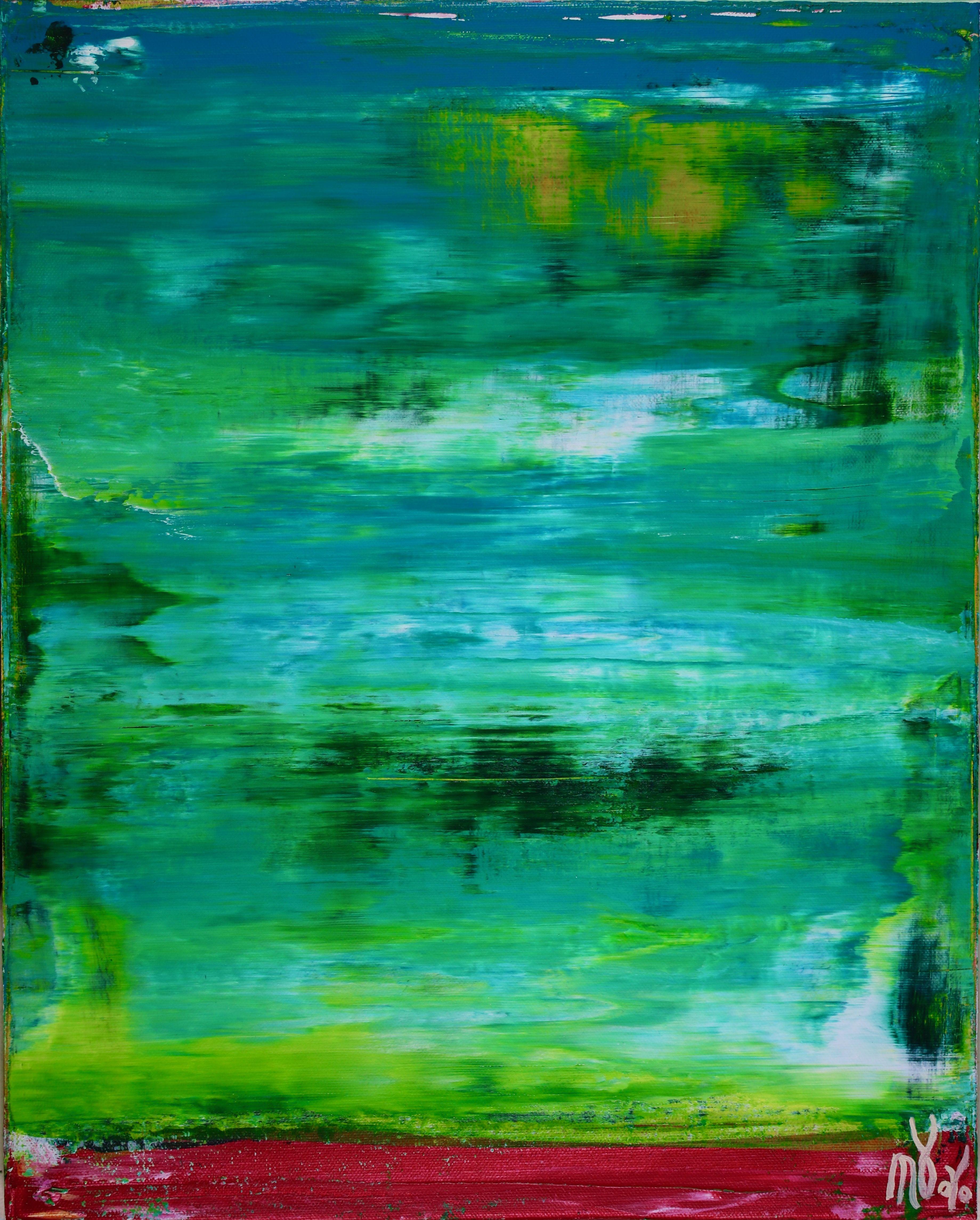 Nestor Toro Abstract Painting - Emerald Valley, Painting, Acrylic on Canvas