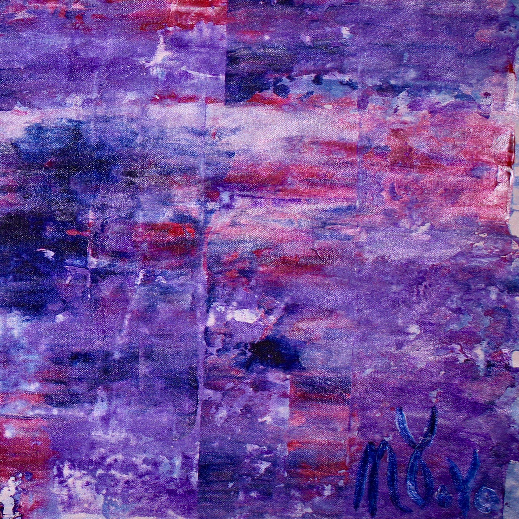 Per questo pezzo ho scelto questa vibrante tavolozza viola, con molte sfumature di blu, viola e rosso, tutte completate con la spatola. Questa opera d'arte è piena di Luminanza, lucida e iridescente. Opera d'arte firmata!     Realizzato su una tela