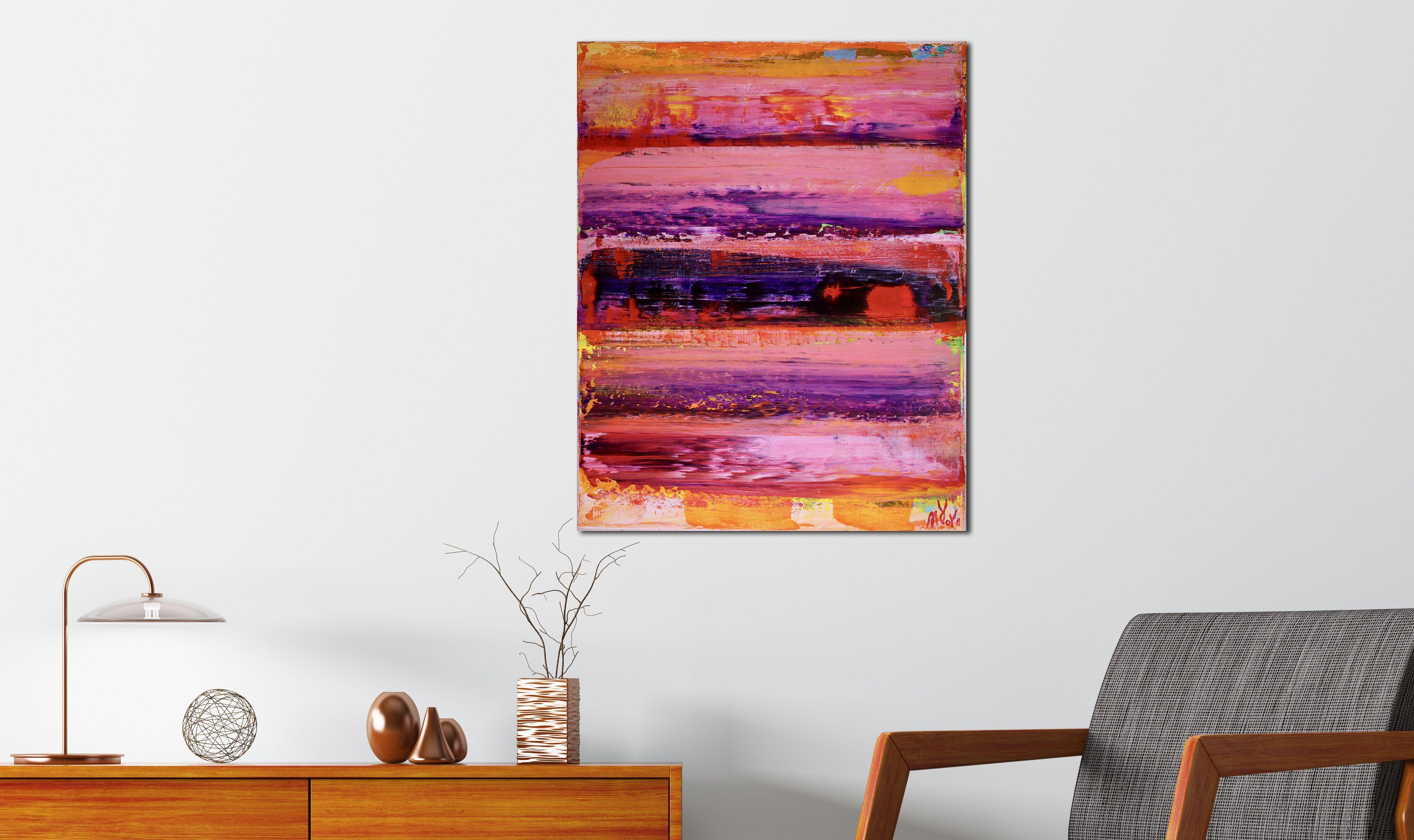Fusión Energética 1, Pintura, Acrílico sobre lienzo - Abstract Painting Rosa de Nestor Toro