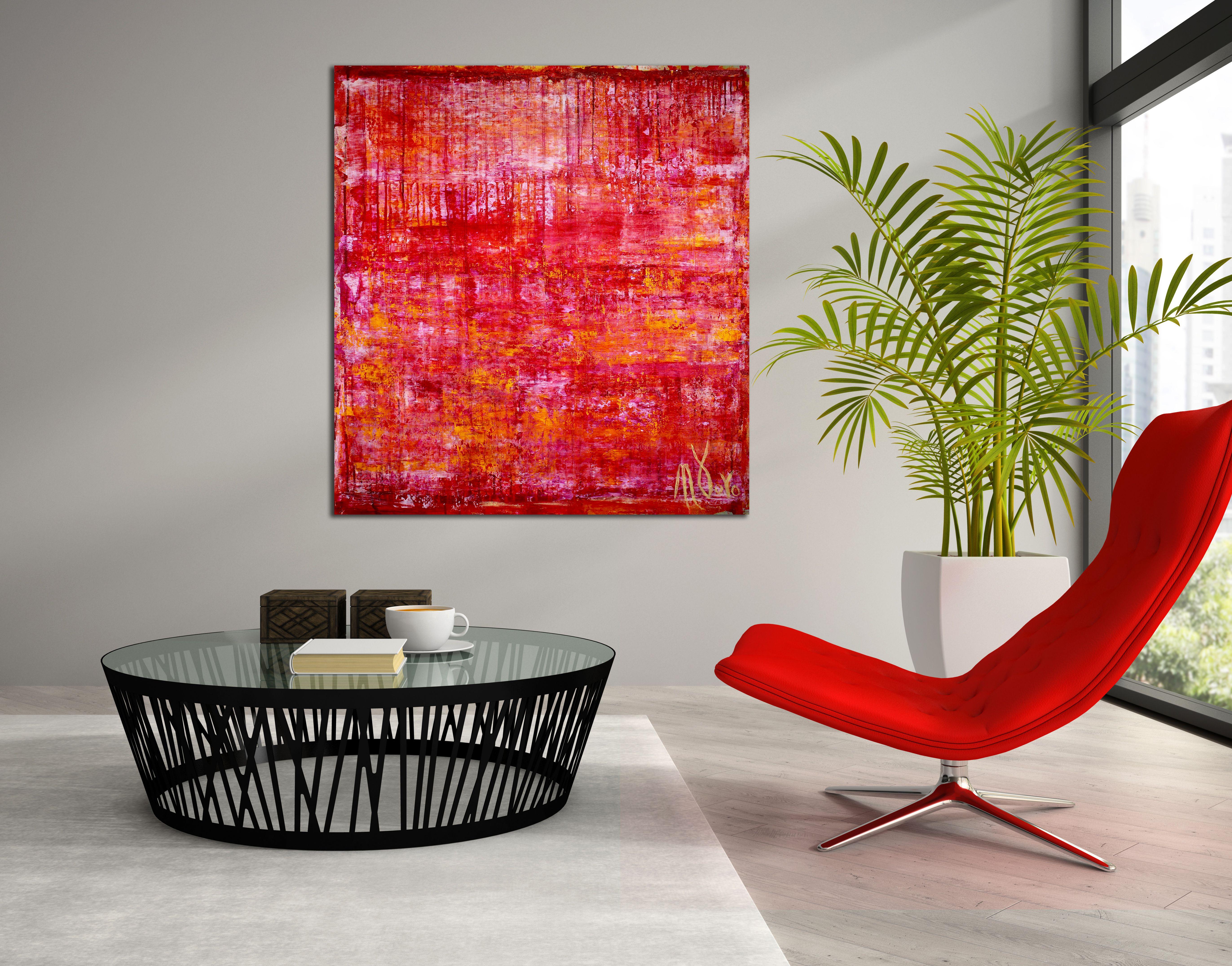 Tramonto eterno, Pittura, Acrilico su tela - Abstract Painting Rosso di Nestor Toro