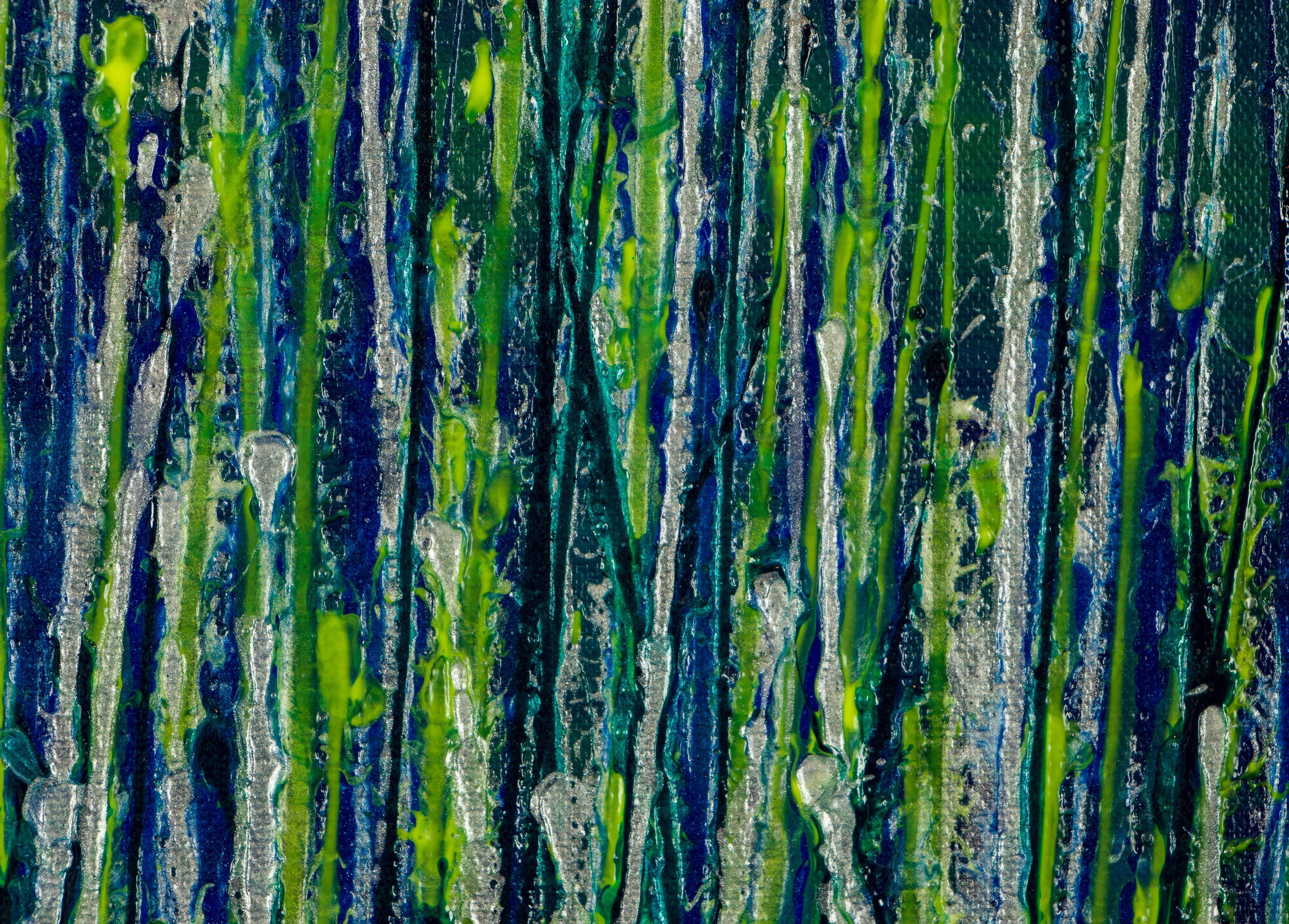 Evergreen Garden (Silver lights), Painting, Acrylic on Canvas - Blue Abstract Painting by Nestor Toro