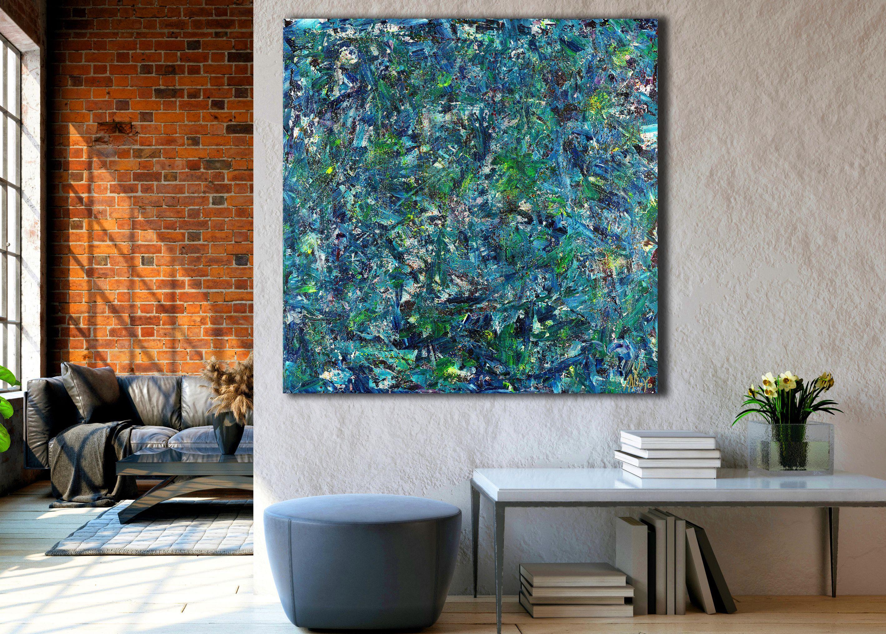 Expressive modern iridescent abstract, bold full of life, gloss and shimmer! inspired by nature. Ready to hang, signed on the front.    I include a certificate of authenticity that lists the materials as well as when the painting was completed. Fine