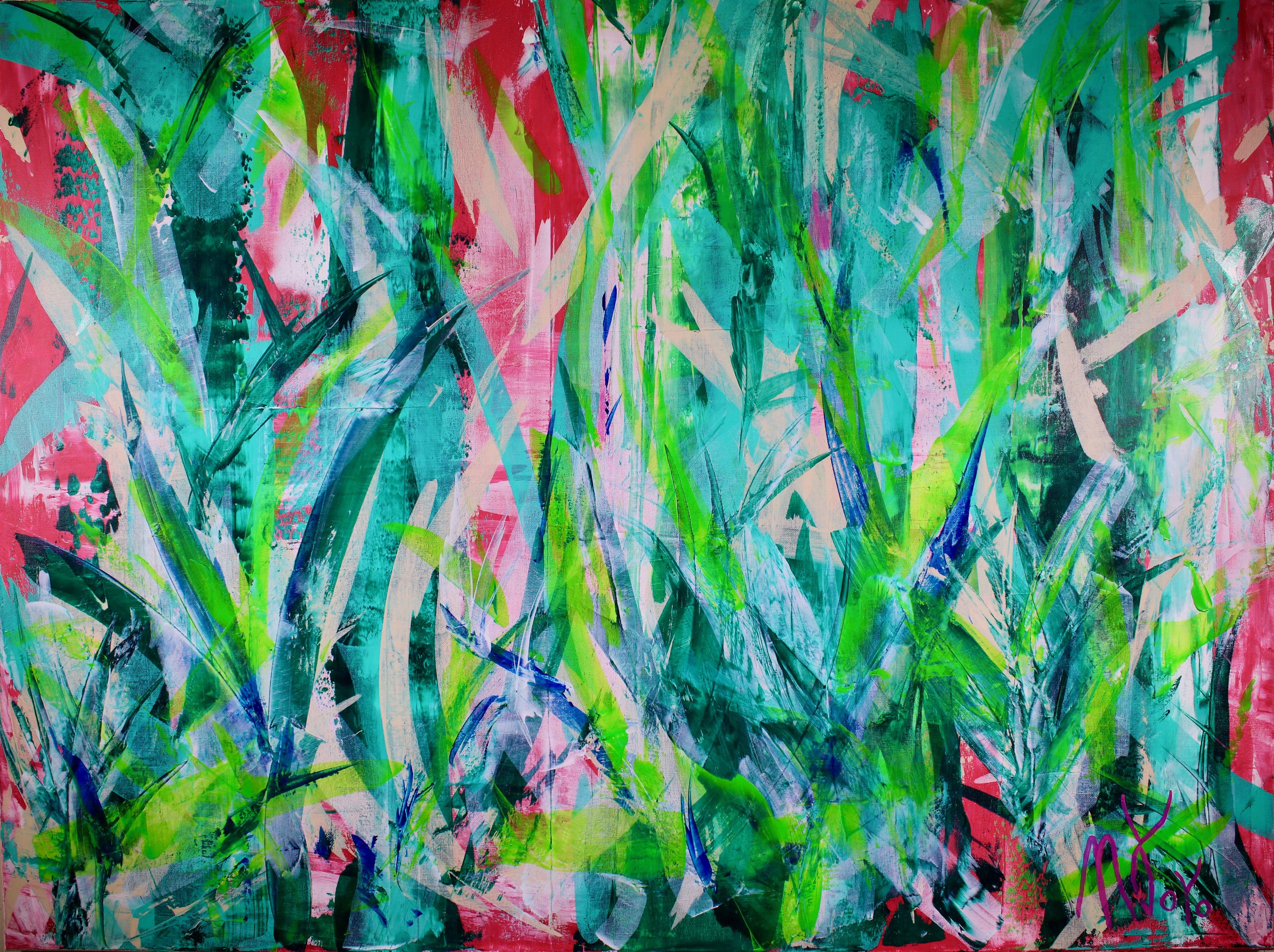 Nestor Toro Abstract Painting - Ferns Forest, Painting, Acrylic on Canvas