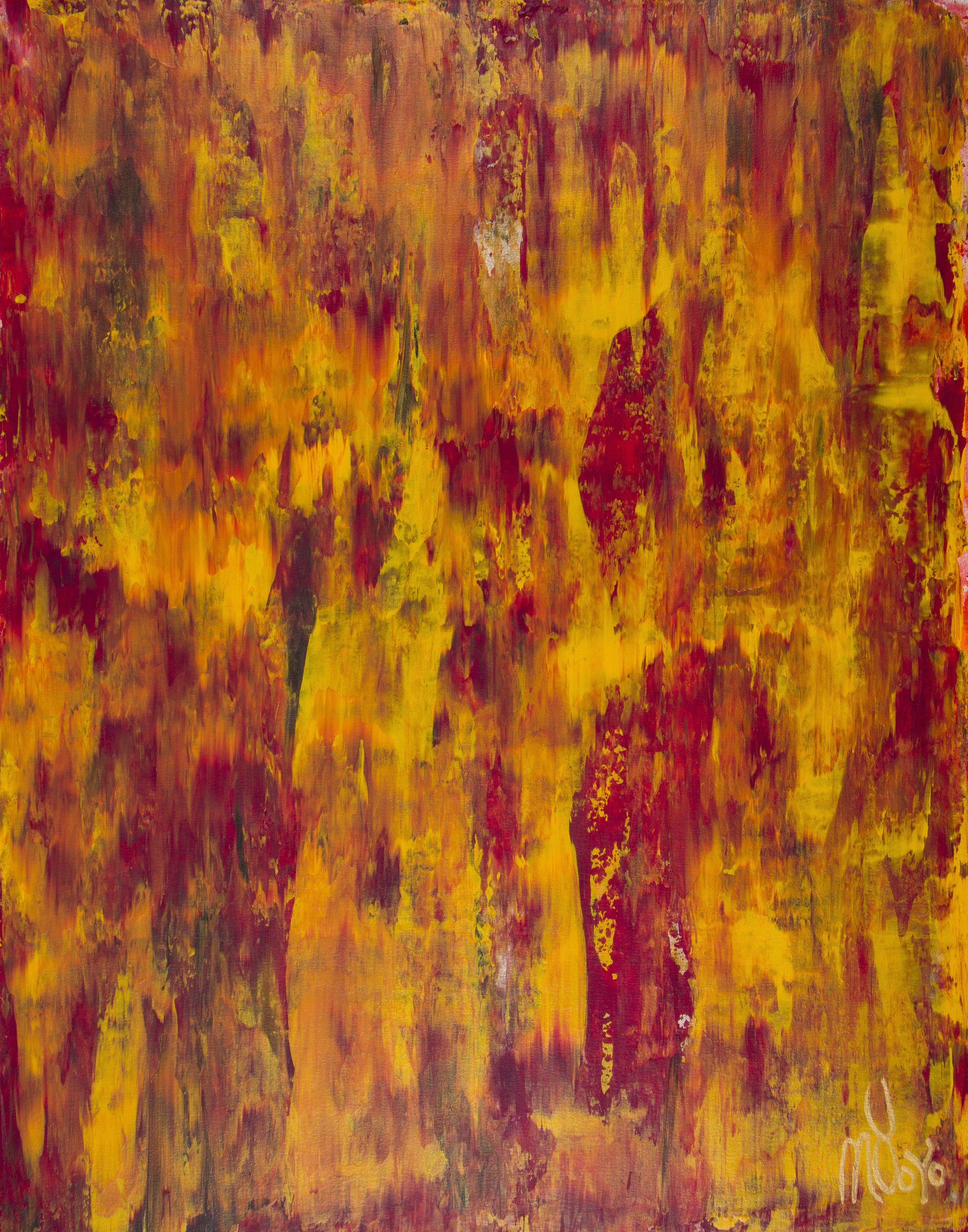 Nestor Toro Abstract Painting - Fiery dimensions 2, Painting, Acrylic on Canvas