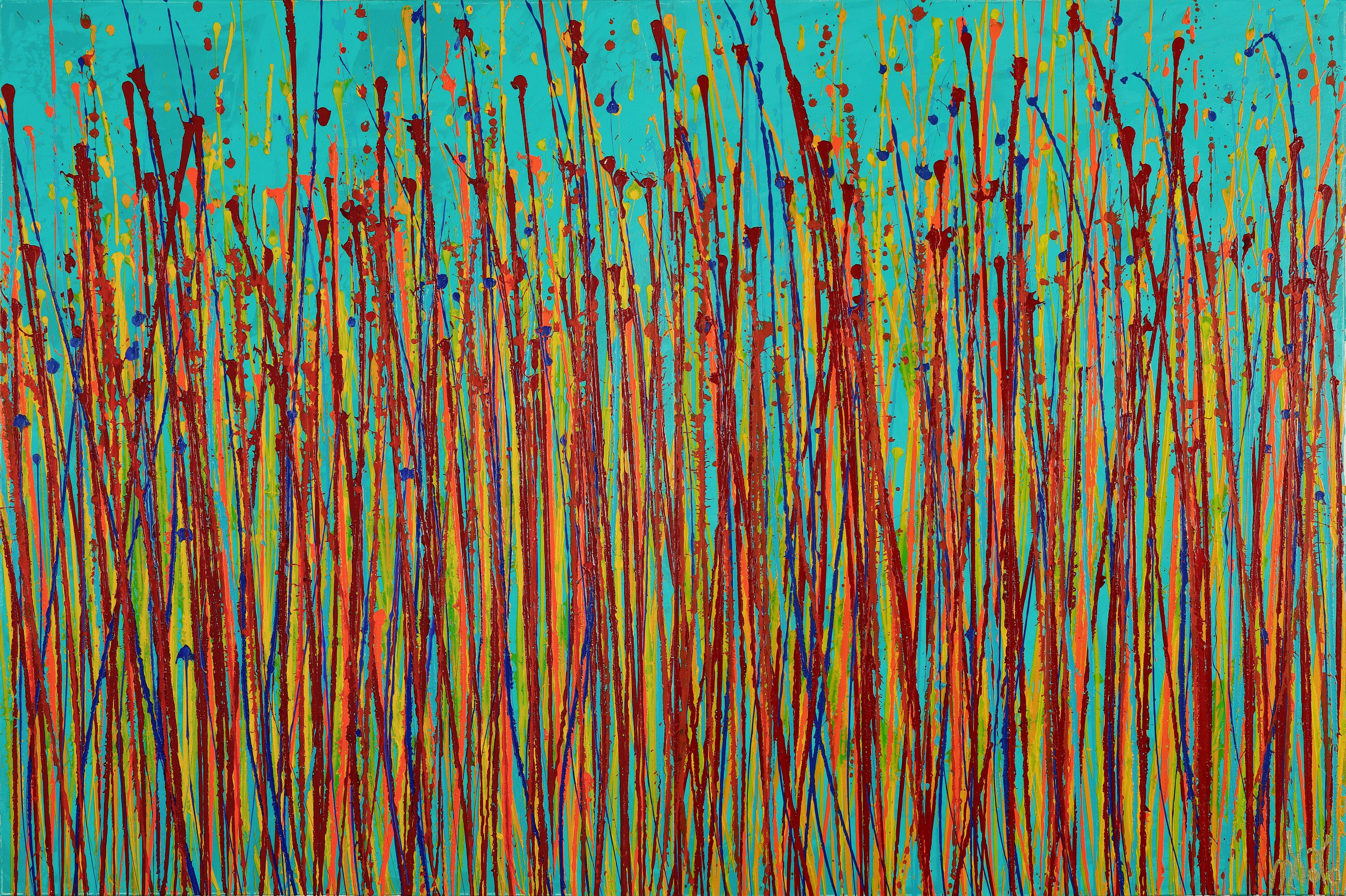 Abstract Painting de Nestor Toro - Canción ardiente (sobre cerceta) / Díptico, Pintura, Acrílico sobre lienzo