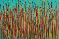 Fiery Song (Over Teal) / Diptych, Painting, Acrylic on Canvas