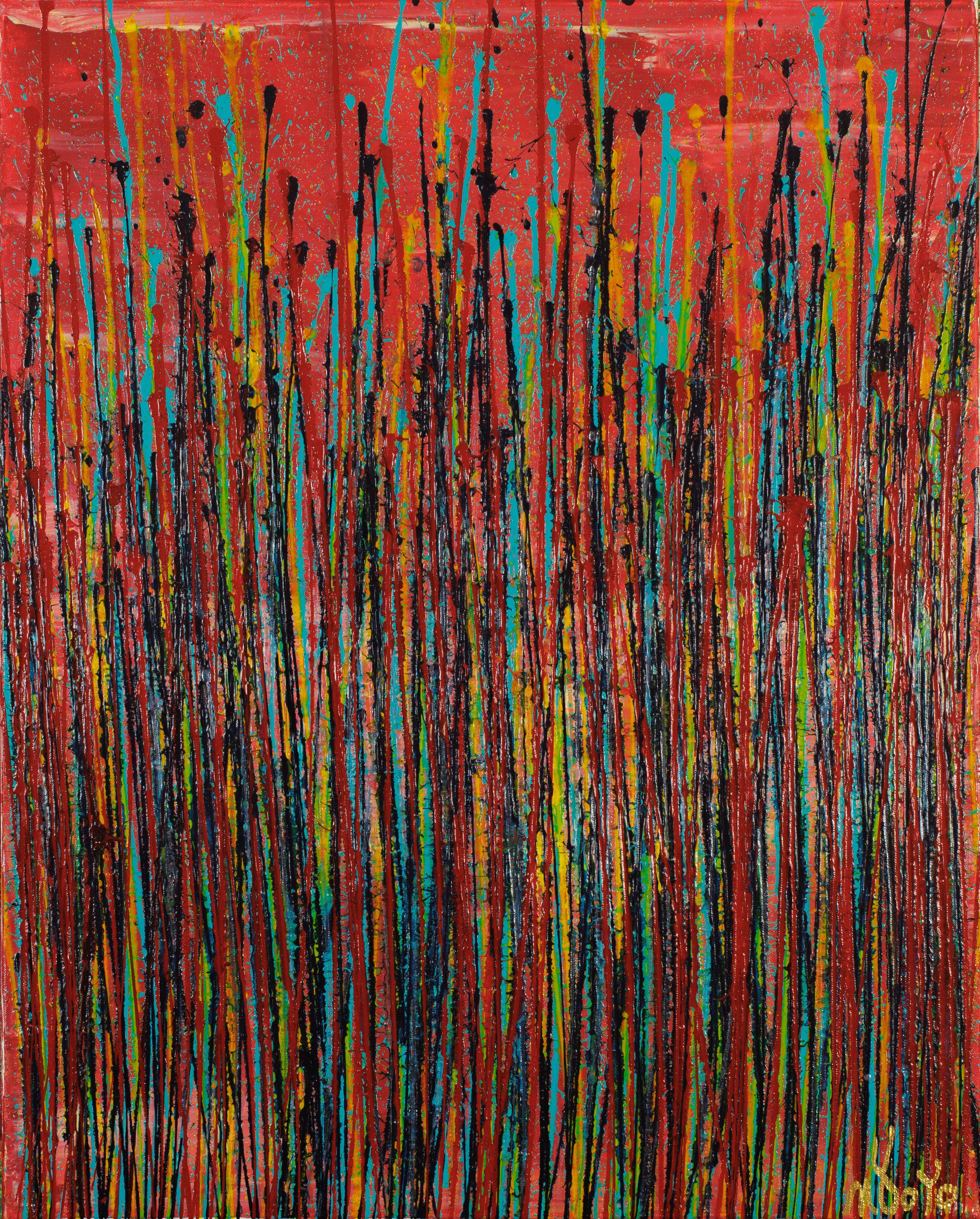 Nestor Toro Abstract Painting – Feuer echoes 2, Gemälde, Acryl auf Leinwand