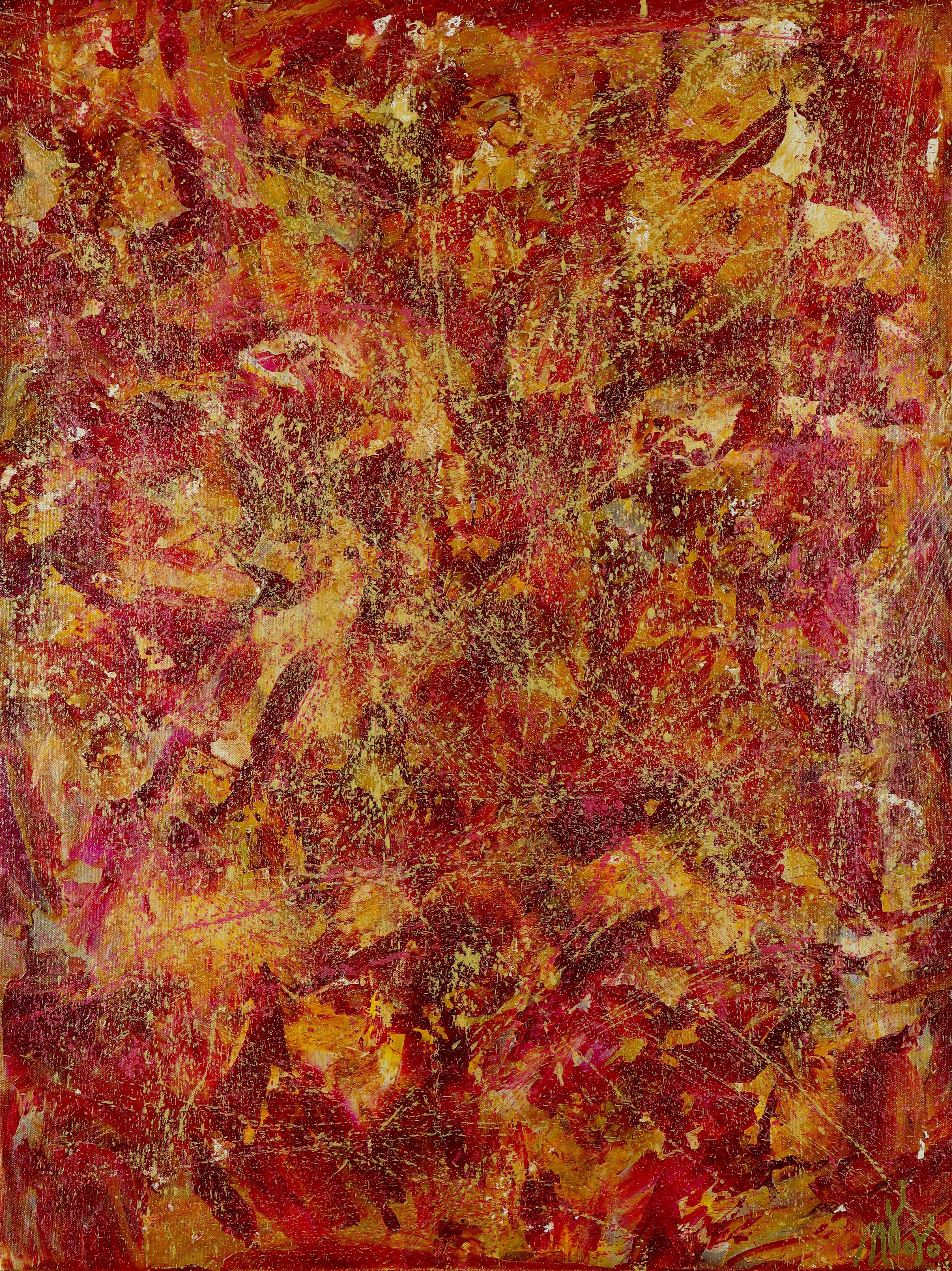 Nestor Toro Abstract Painting - Fire from within, Painting, Acrylic on Canvas