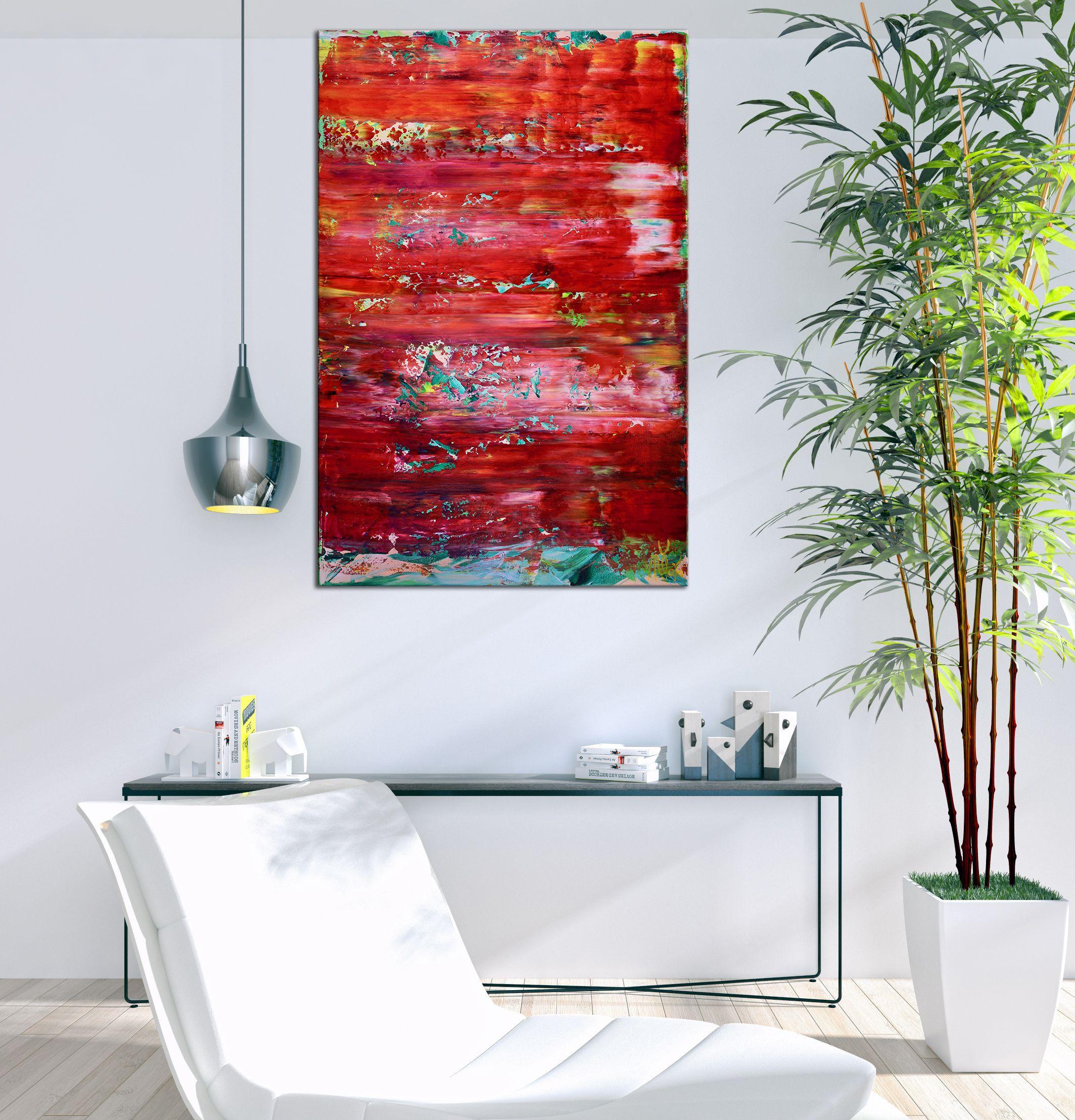 INSPIRED BY NATURE!    Inspired by fiery Hawaiian volcanoes. Layers of mineral like colors and vibrancy only found in earth formations. Very expressive and intricate color field. This artwork comes mounted in a wooded frame! READY TO HANG!! from the