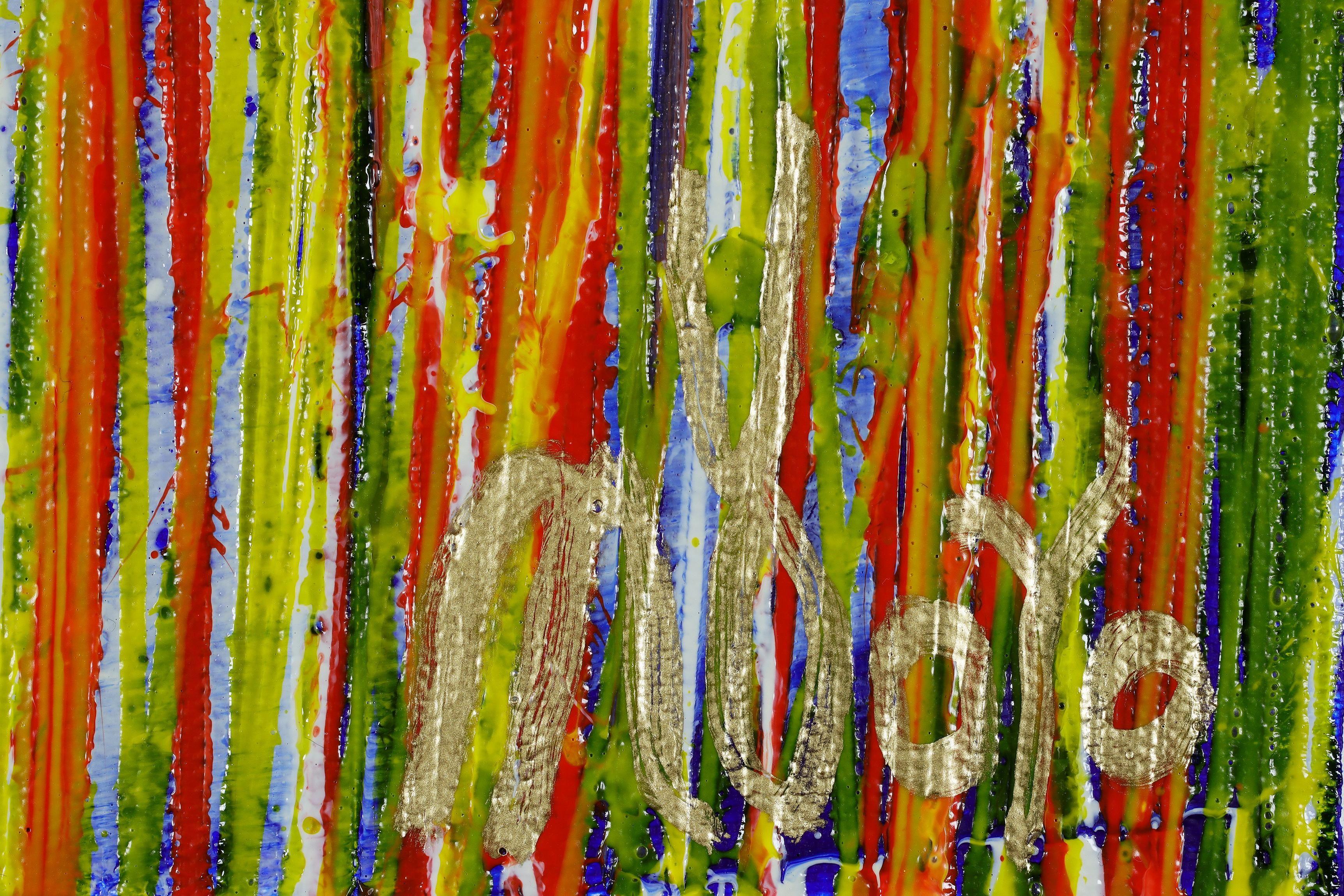 Expresivo abstracto moderno, audaz lleno de vida, brillo y resplandor! inspirado en la naturaleza. Tonos plateados, amarillos y anaranjados iridiscentes. Firmado delante.    Incluyo un certificado de autenticidad que enumera los materiales, así como