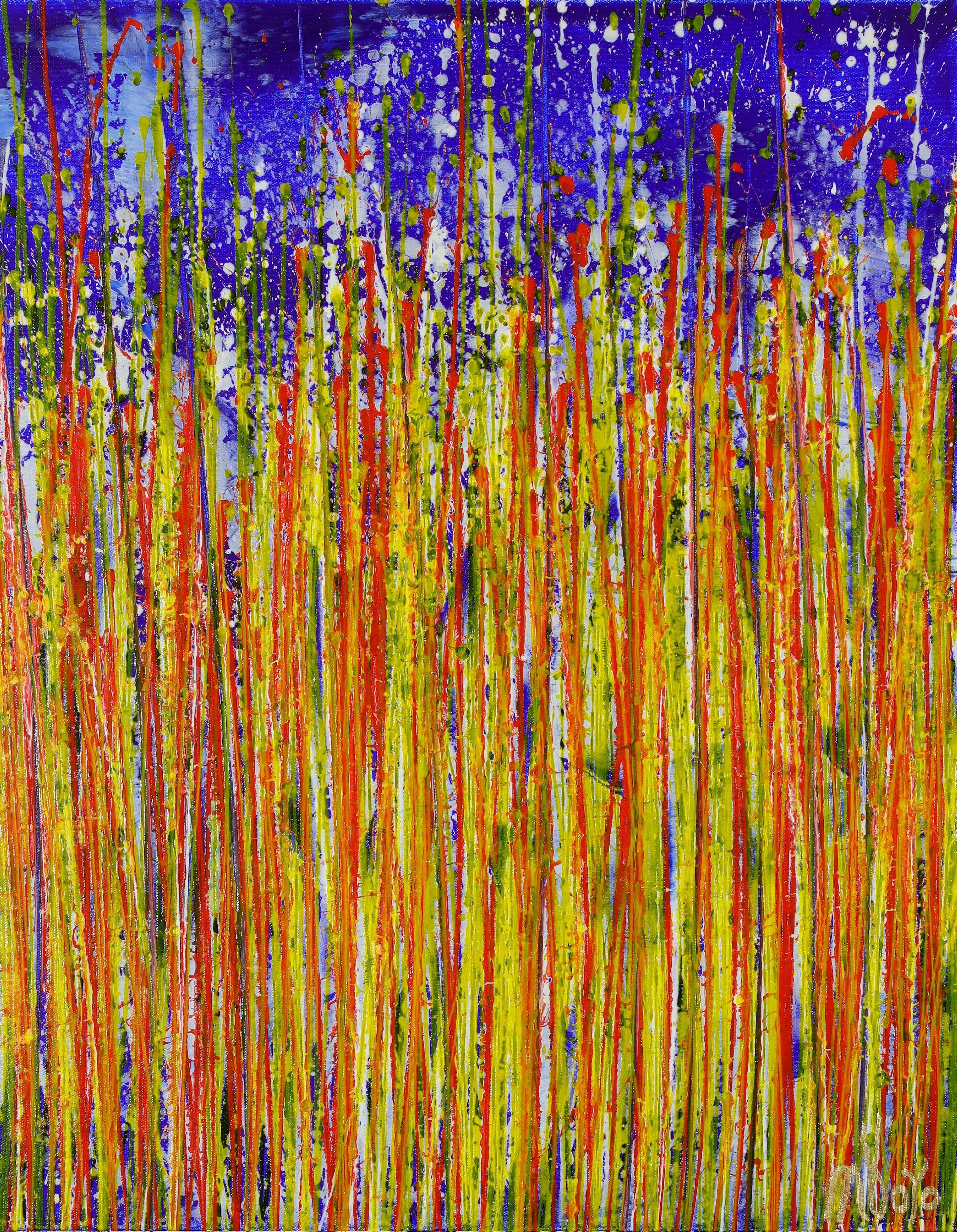 Abstract Painting de Nestor Toro - Jardín parpadeante, Pintura, Acrílico sobre lienzo